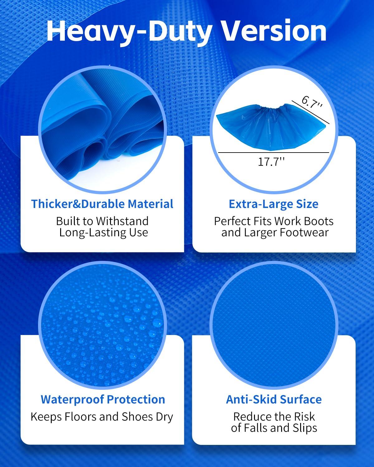 Buself Heavy Duty Disposable Shoe Covers, Extra Large 6.7x17.7 In, Thick 0.3 Oz, Waterproof Non-Slip Shoe Booties, 100 Pieces Boot Covers for Indoor/Outdoor Use, One Size Fits All - Image 5