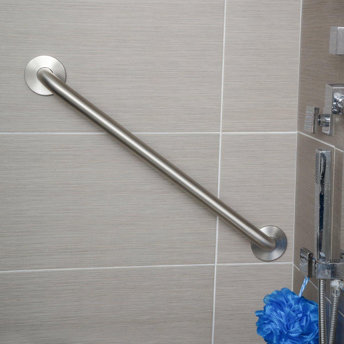 Amazon Basics Bathroom Handicap Safety Grab Bar, 18 Inch Length, 1.25 Inch Diameter, Holds up to 500LBs, ADA Compliant, Stainless Steel - Image 2