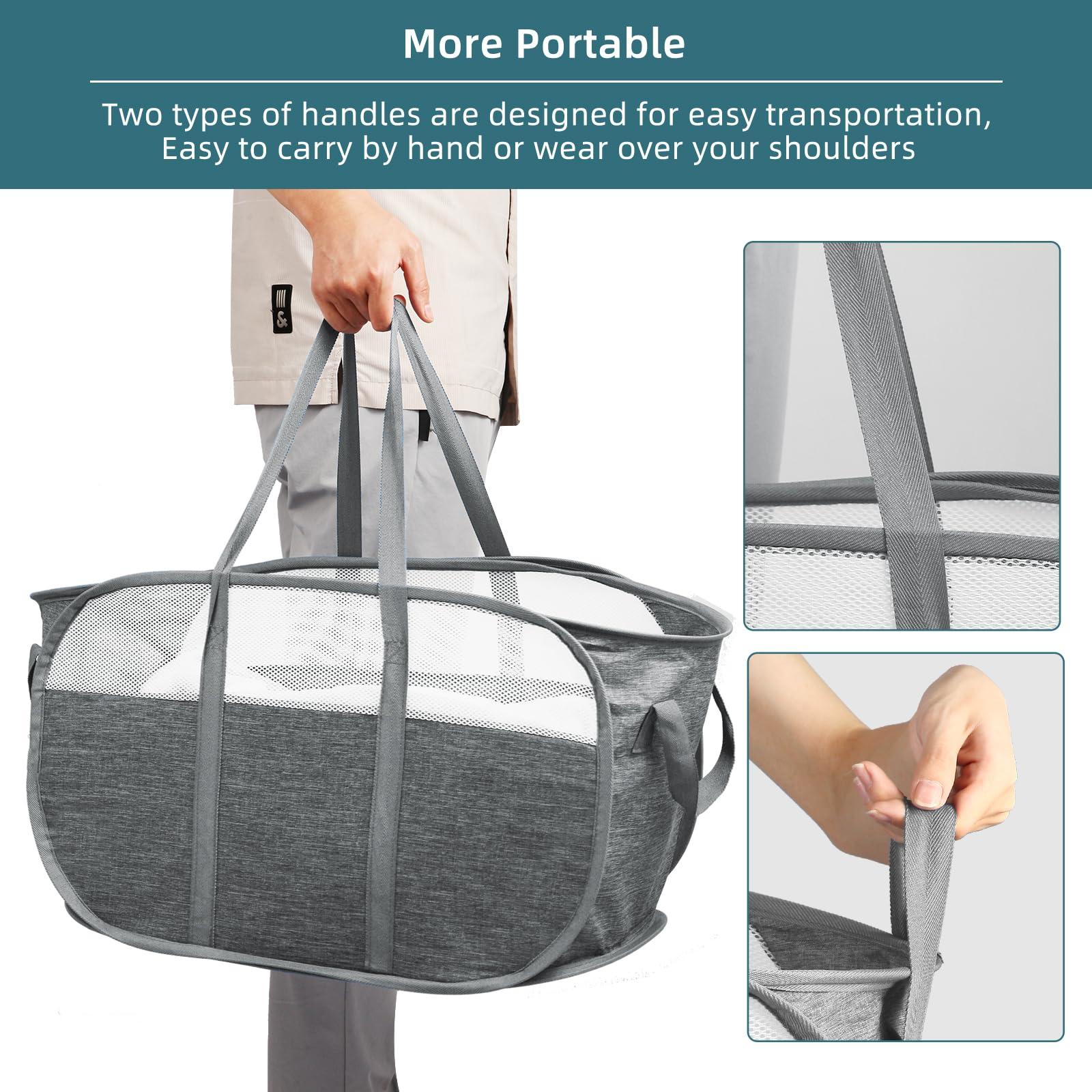 Collapsible Laundry Baskets, Tear Proof Pop Up Laundry Hamper with Dual Handles, Durable Foldable Laundry Basket, Easy to Carry Laundry Hamper for Home, Laundry Room, Bedroom, Dorm, Travel Grey - Image 6