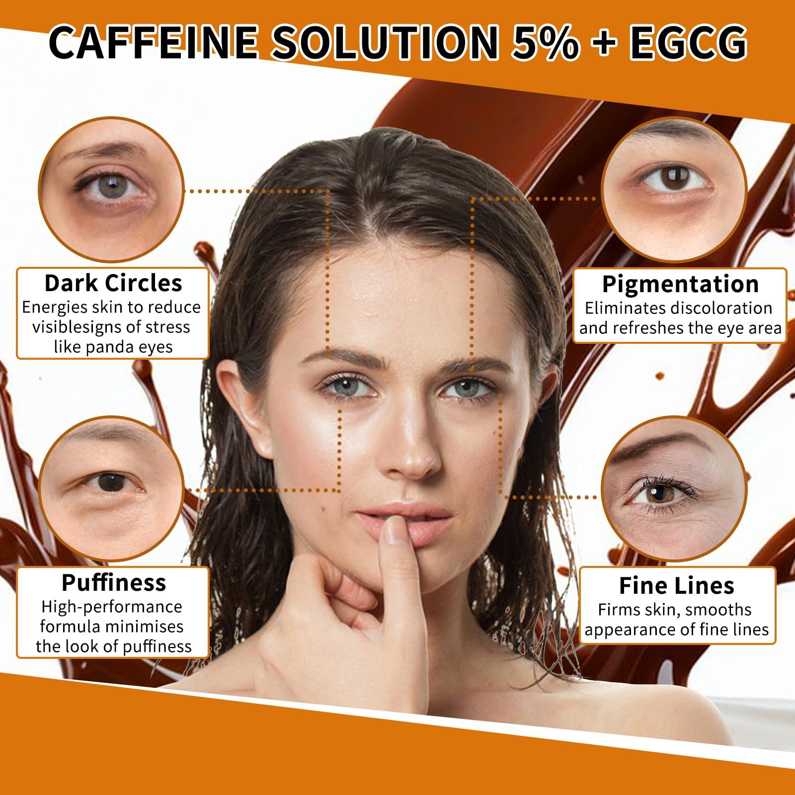 Caffeine Eye Serum with EGCG, 5% Caffeine Solution for Eyes Reduces Pigmentation and Puffiness, Under Eye Serum for Dark Circles, Wrinkles and Fine Lines for All Skin Types, 1 OZ - Image 3