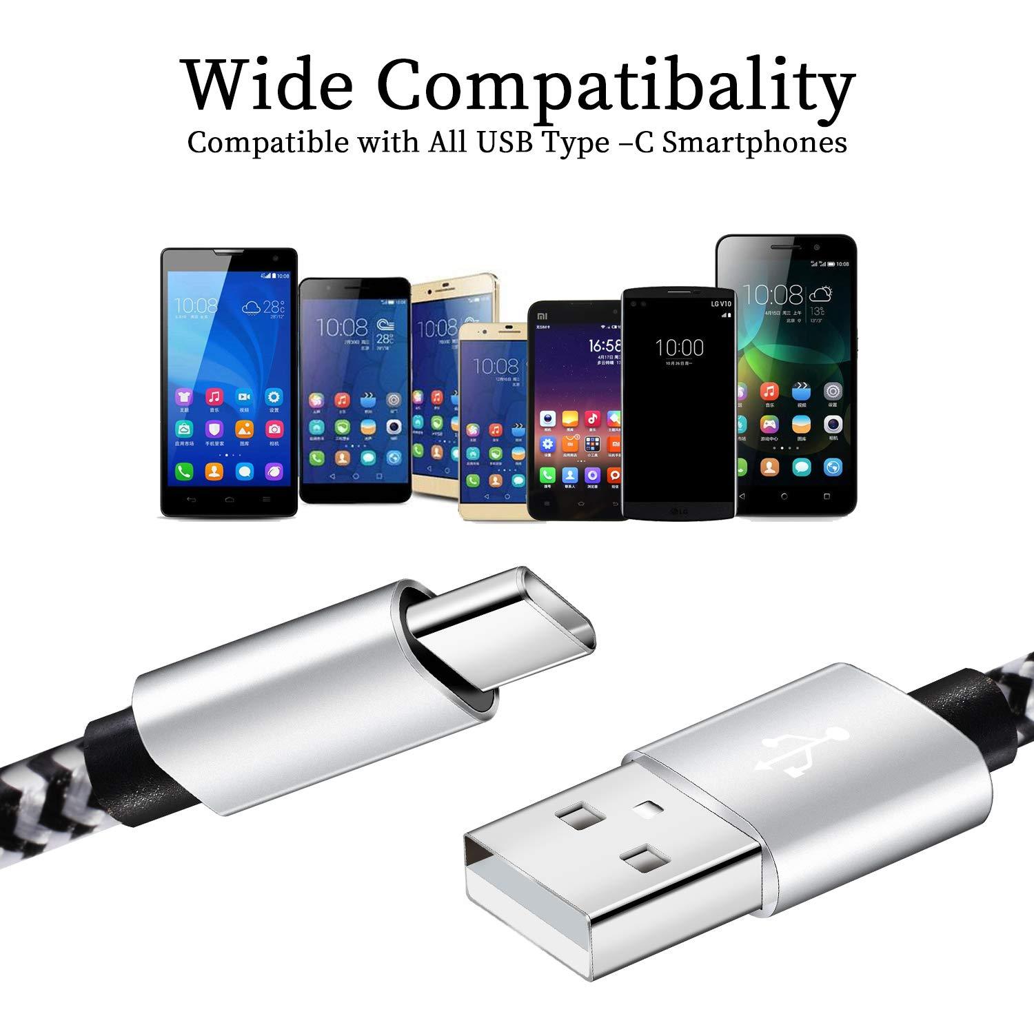 QQLIKE USB Type c Cable, 5 Pack (6FT) Nylon Braided USB C Cables 3A Fast Charging Charger for Samsung Galaxy S9/S8 Note8/9 20 10 S21 S20 S10 Plus C Cord - Image 6