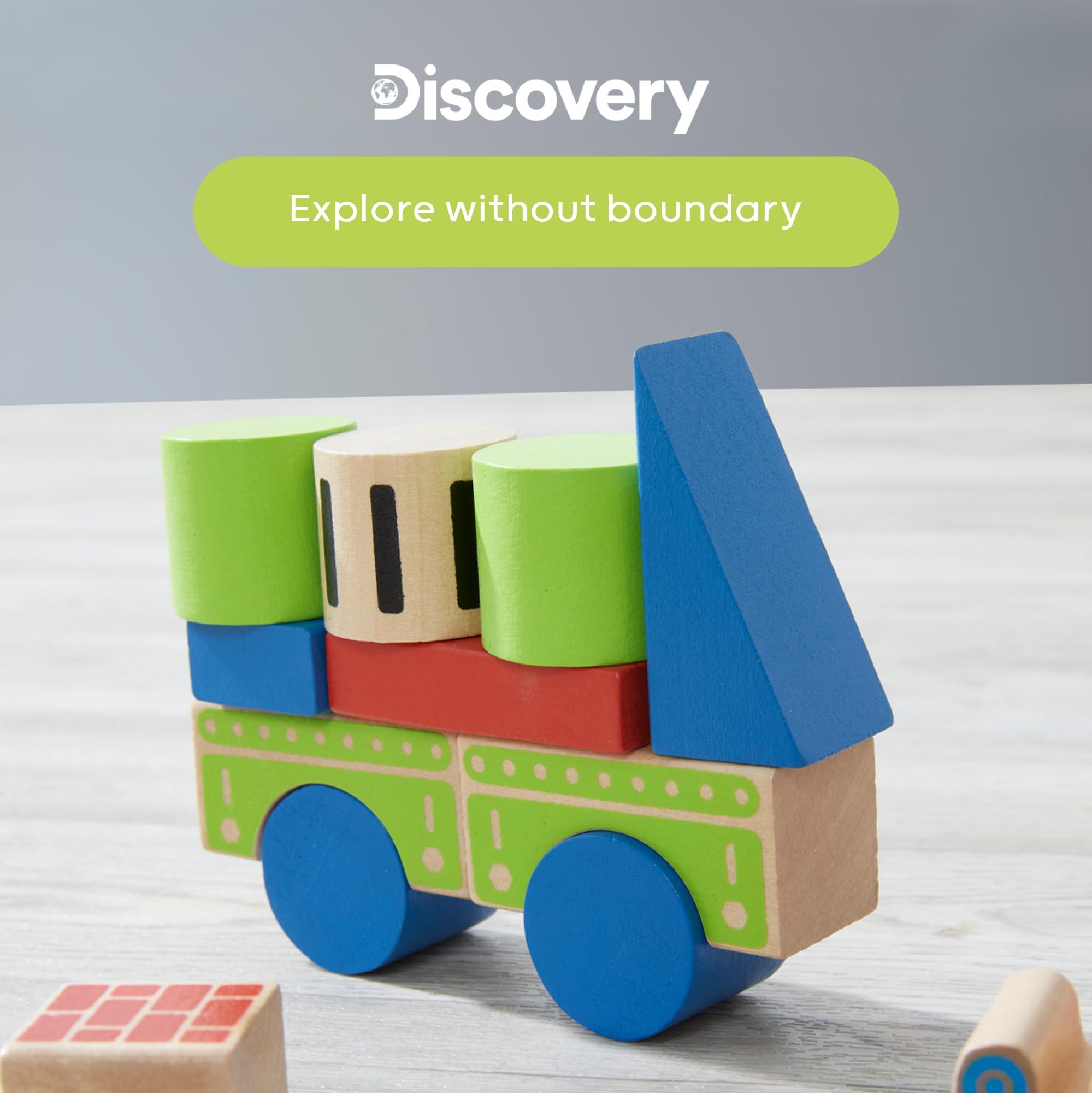 Discovery™ Wood Castle Blocks 80-Piece [Amazon Exclusive] Natural Wooden Building & Stacking Set, Imagination & Creativity Kids Activity Kit, Preschool Toddler Child Safe, Learning Playset Toy - Image 7