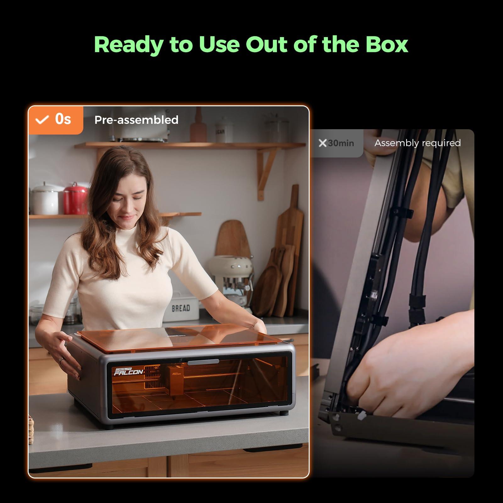 Creality Falcon A1 10W Laser Engraver, 80W Powerful Output, Fully Enclosed, 600mm/s Speed, HD Camera Auto Positioning, Pre-Assembled&Smart Material Recognition, Ideal for Wood & Metal, Class 1 Safety - Image 6
