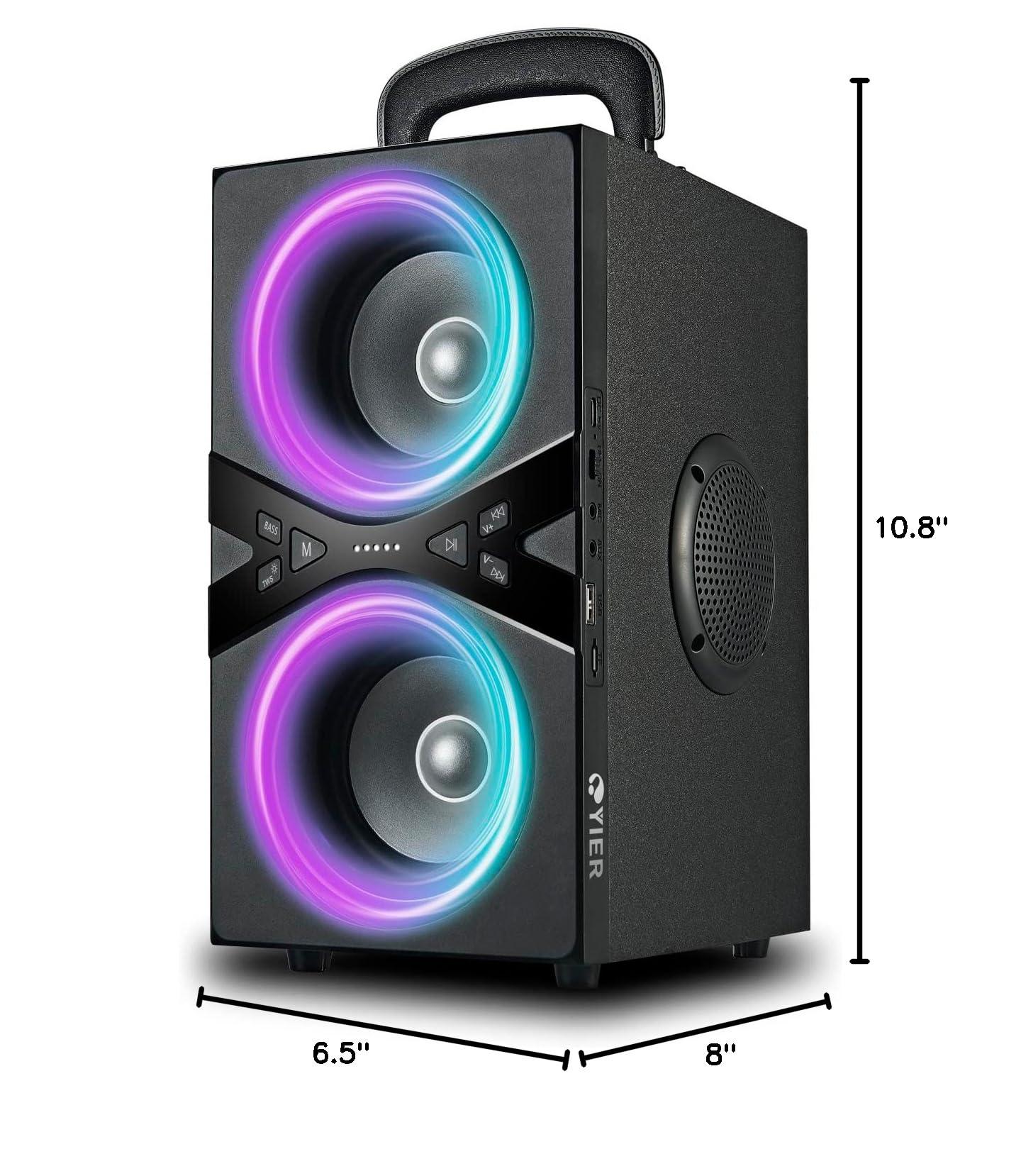 YIER Bluetooth Speakers, Wireless TWS Portable Speaker with Lights,100dB Loud Subwoofer 80w(Peak) Stereo Sound, Bassup Technology, Long Playtime for Outdoor Party - Image 7