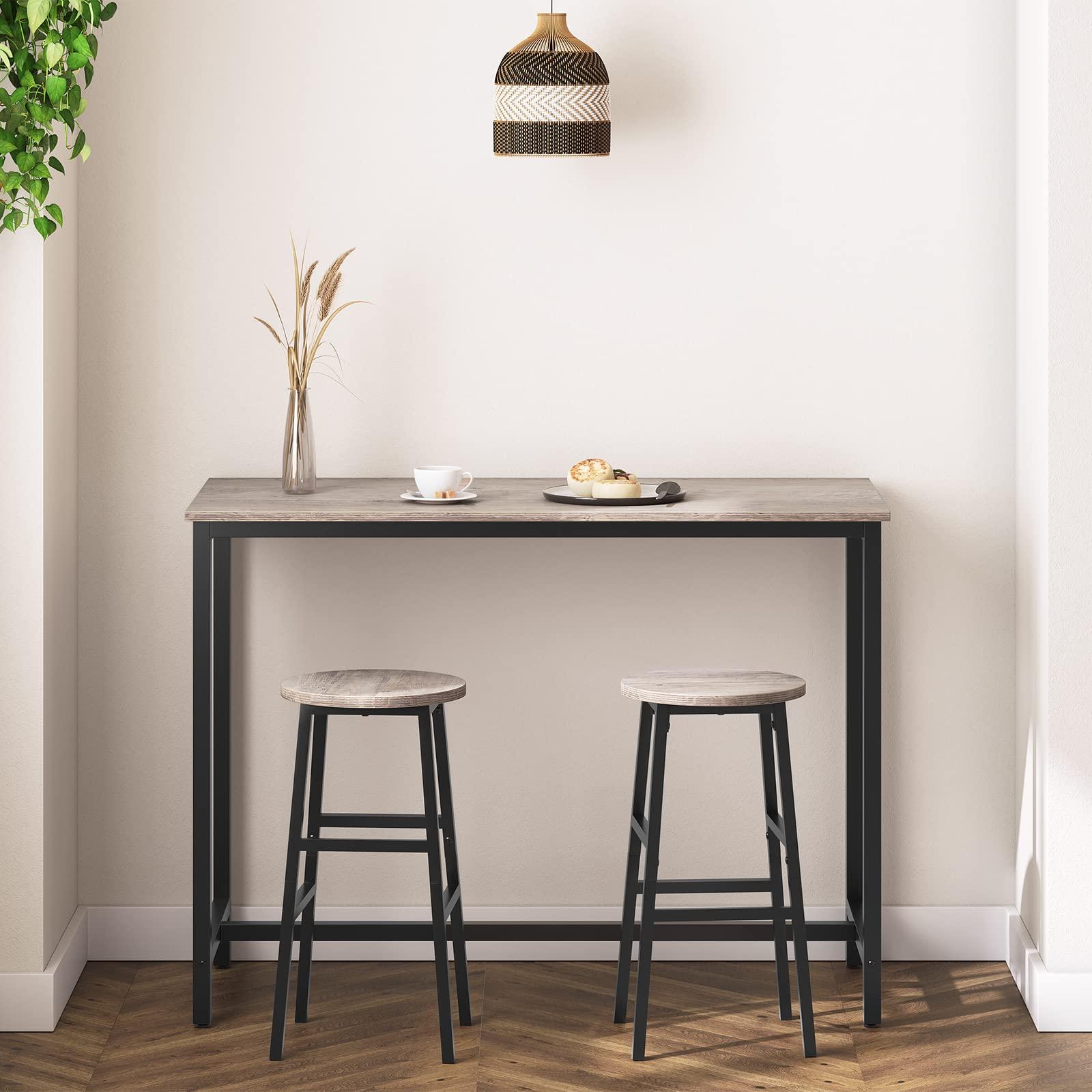 MAHANCRIS Bar Stools, Set of 2 Round Bar Chairs with Footrest, 24.4 Inch Kitchen Breakfast Bar Chairs, Industrial Bar Stools, Easy Assembly, for Dining Room, Kitchen, Greige BAHG0201Z - Image 9