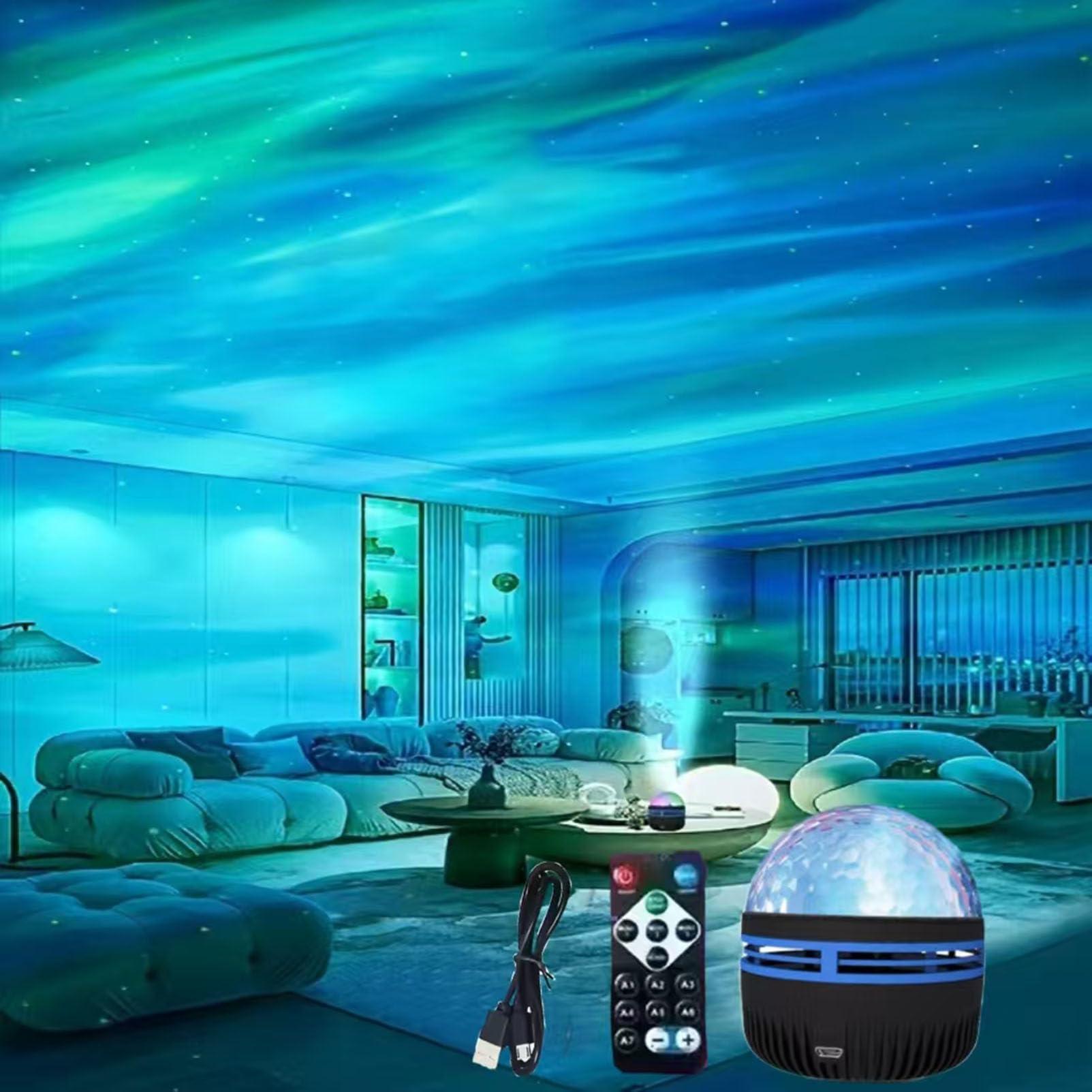 Xugenxes 2-in-1 Northern Lights & Waves Projector, Aurora Northern Lights Projector, 14 Light Effects, Bedroom, Party, LED Color Changing Light for Home Decoration (1pc)