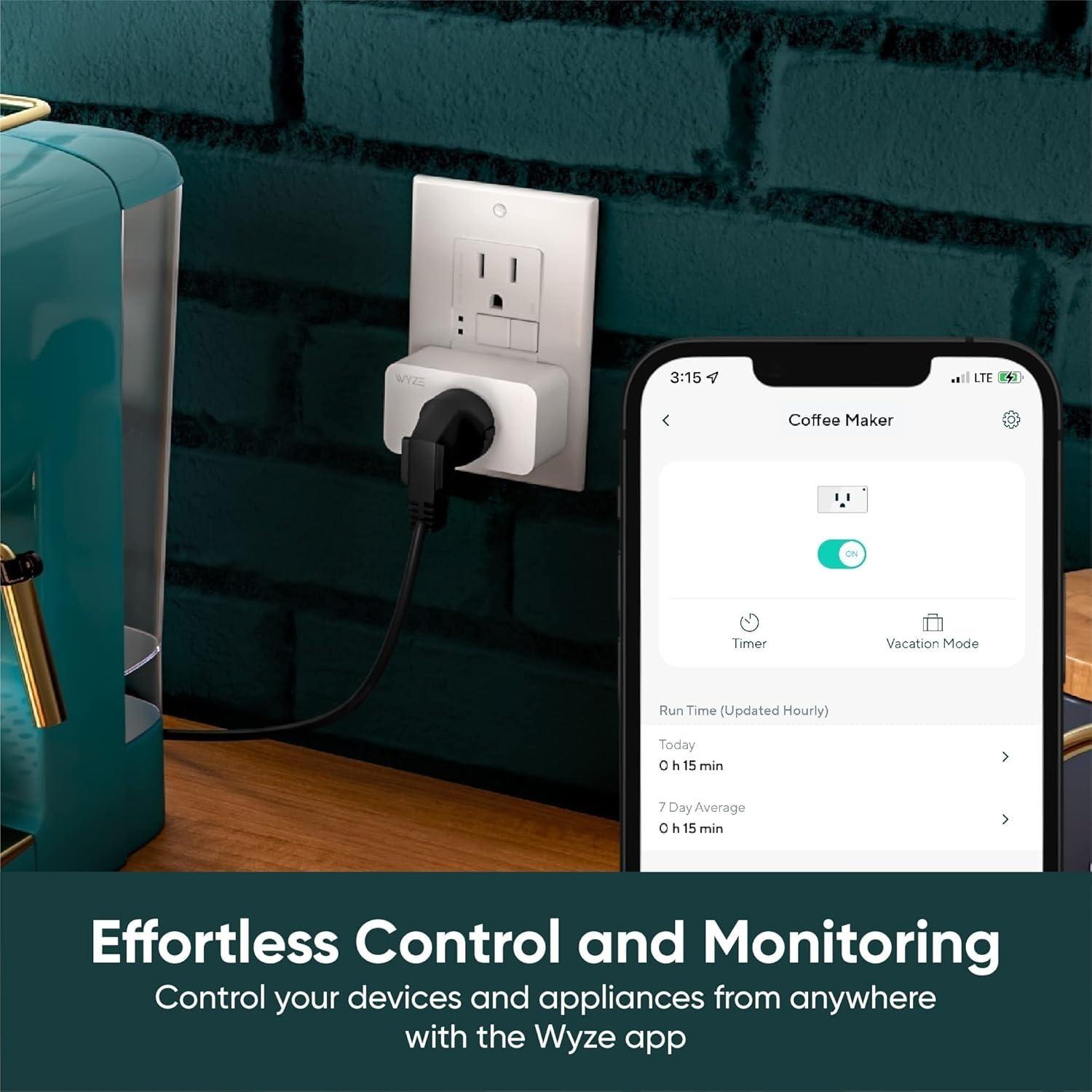 Smart Plug by Wyze Lifestyle, 2.4GHz Smart Home Wi-Fi Plug Outlet Compatible with Alexa, Google Assistant, IFTTT, 15 A, Remote Control, No Hub Required, 2-Pack, Certified for Humans - Image 2