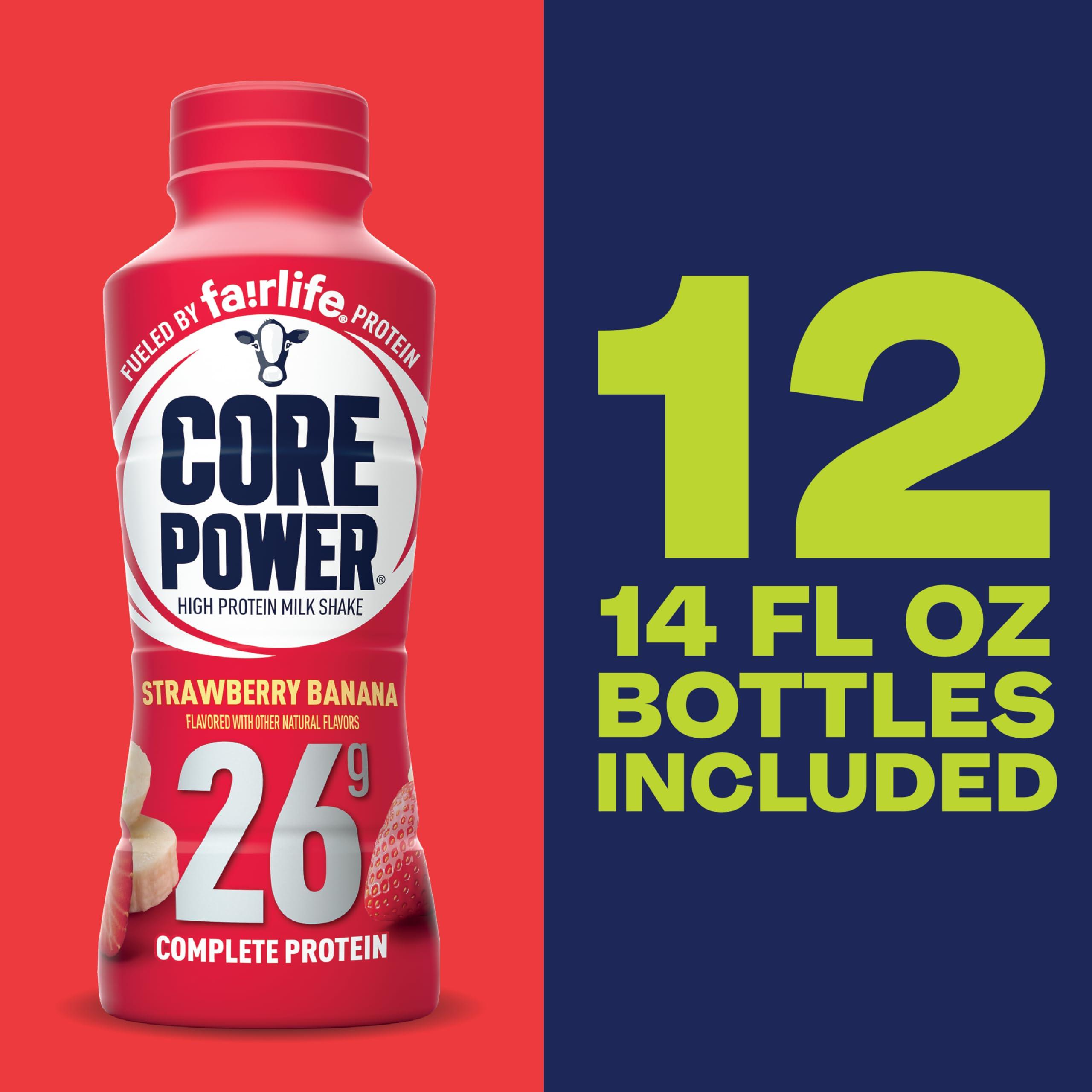 Core Power Protein Shake, Strawberry Banana, 26g Bottle, 14oz, 12 Pack - Image 4