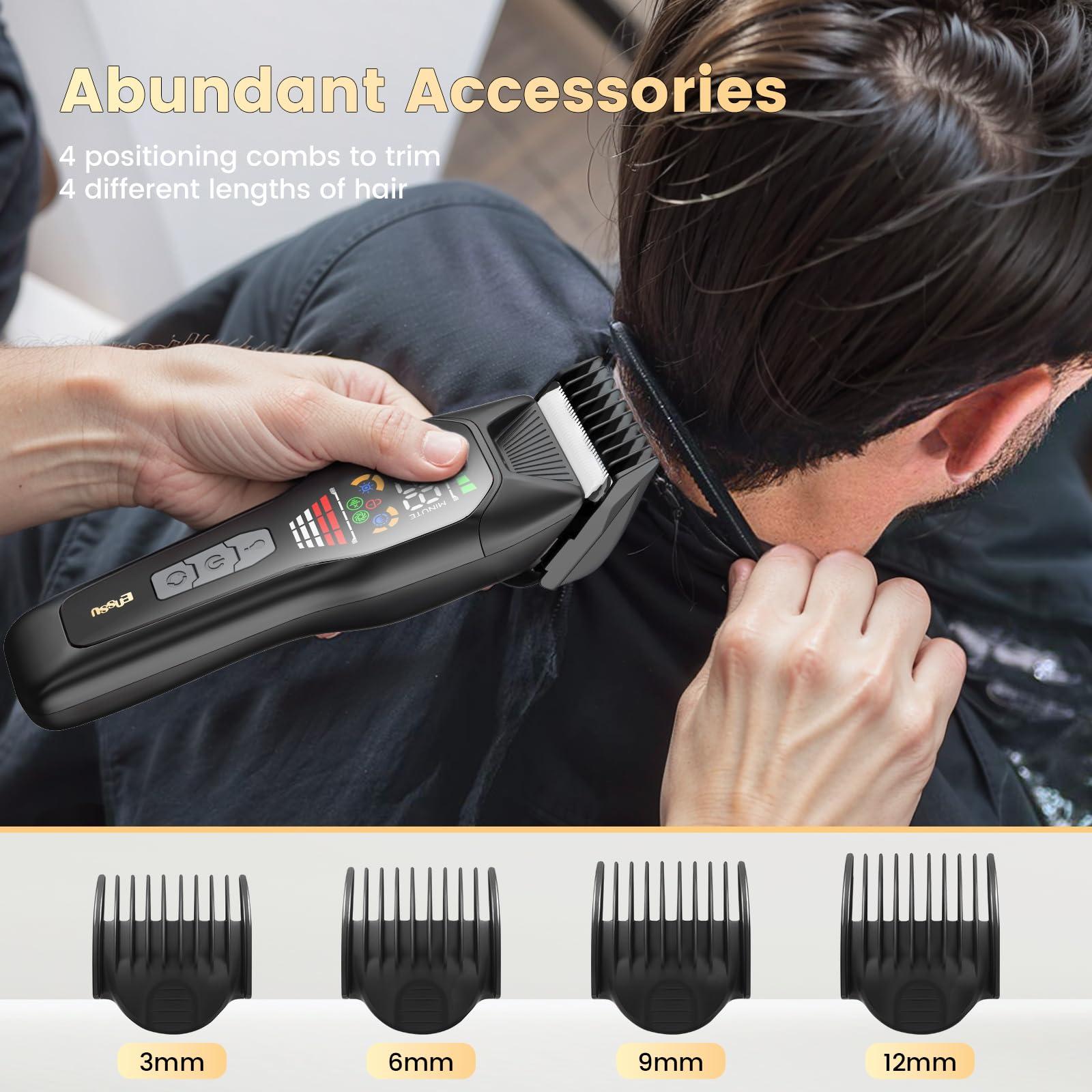 ENSSU Hair Clippers for Men Professional, Rechargeable Hair Trimmer Cordless Barber Clippers with 50mm Blade, Large LED Display, 180-Minutes Runtime for Home Hair Cutting (Black with LCD) - Image 7