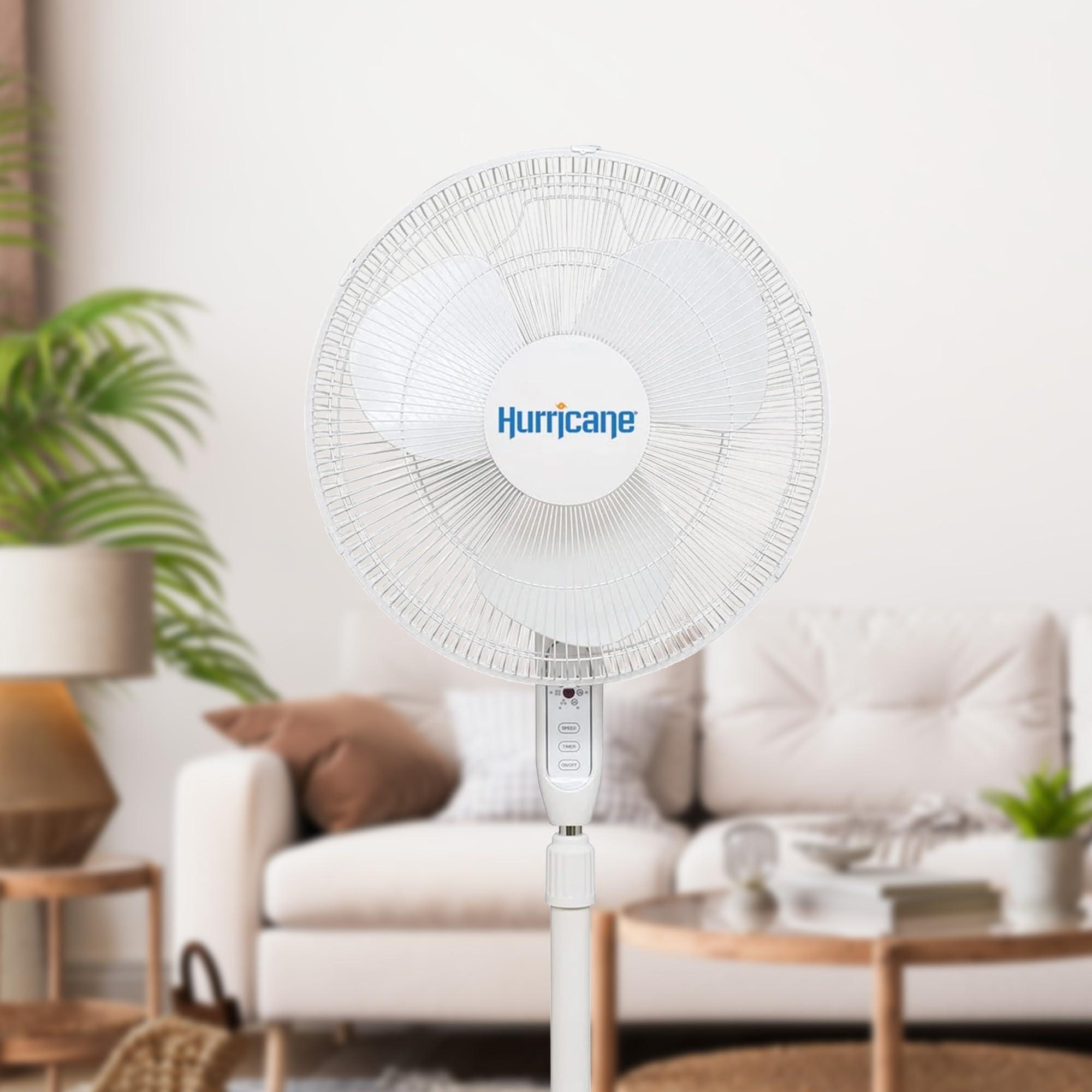 Hurricane Oscillating Pedestal Stand Fan for Home & Bedroom, 16" Supreme, White - Portable Standing Electric Fan for Indoor & Outdoor Cooling - Image 2