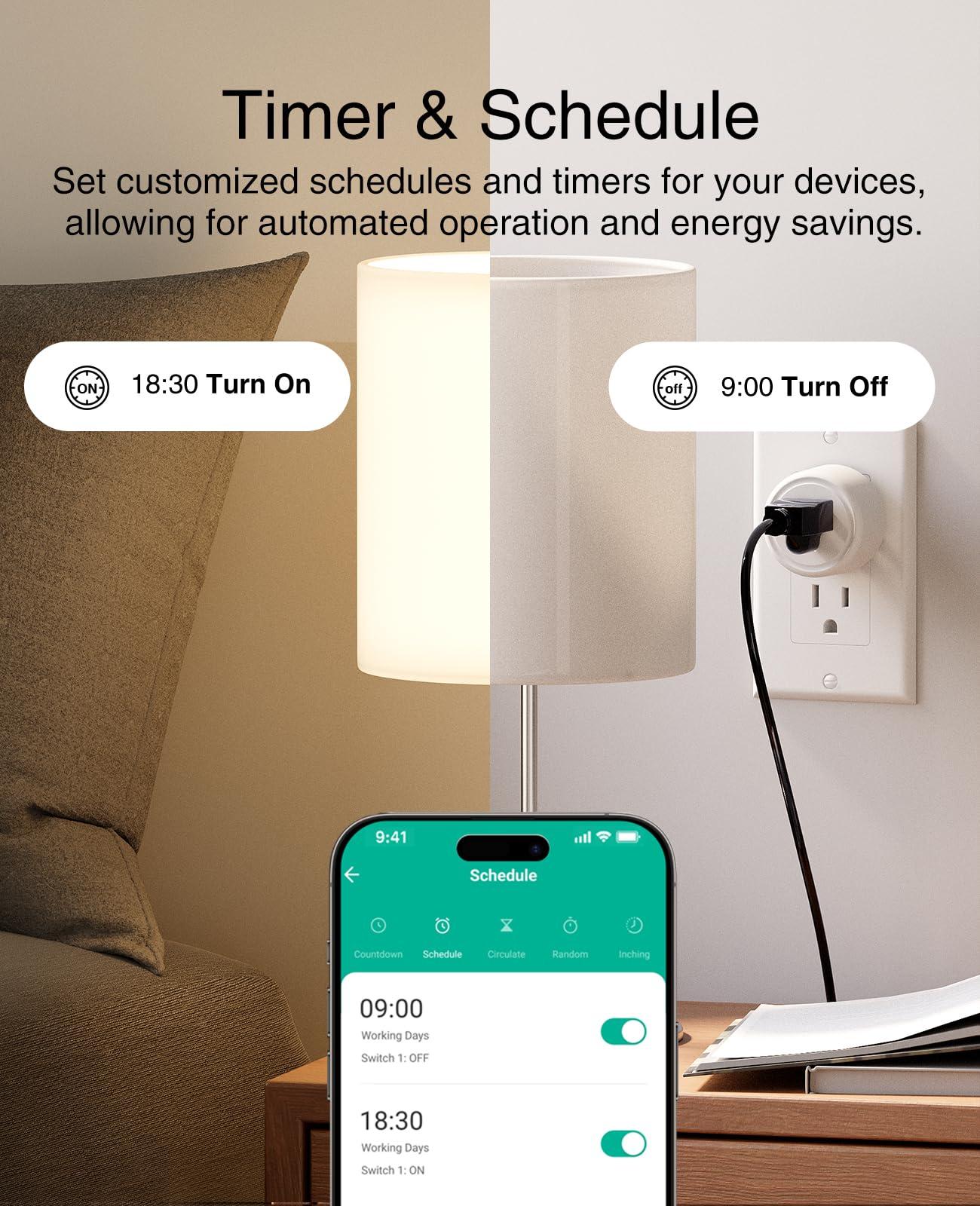 GHome Smart 5G 15A Smart Plugs, WiFi Smart Plugs Work with Alexa and Google Home, Smart Home WiFi Outlet with Remote Control & Timer, 5GHz and 2.4GHz Wi-Fi Compatible, ETL FCC Listed, White, 2 Pack - Image 5