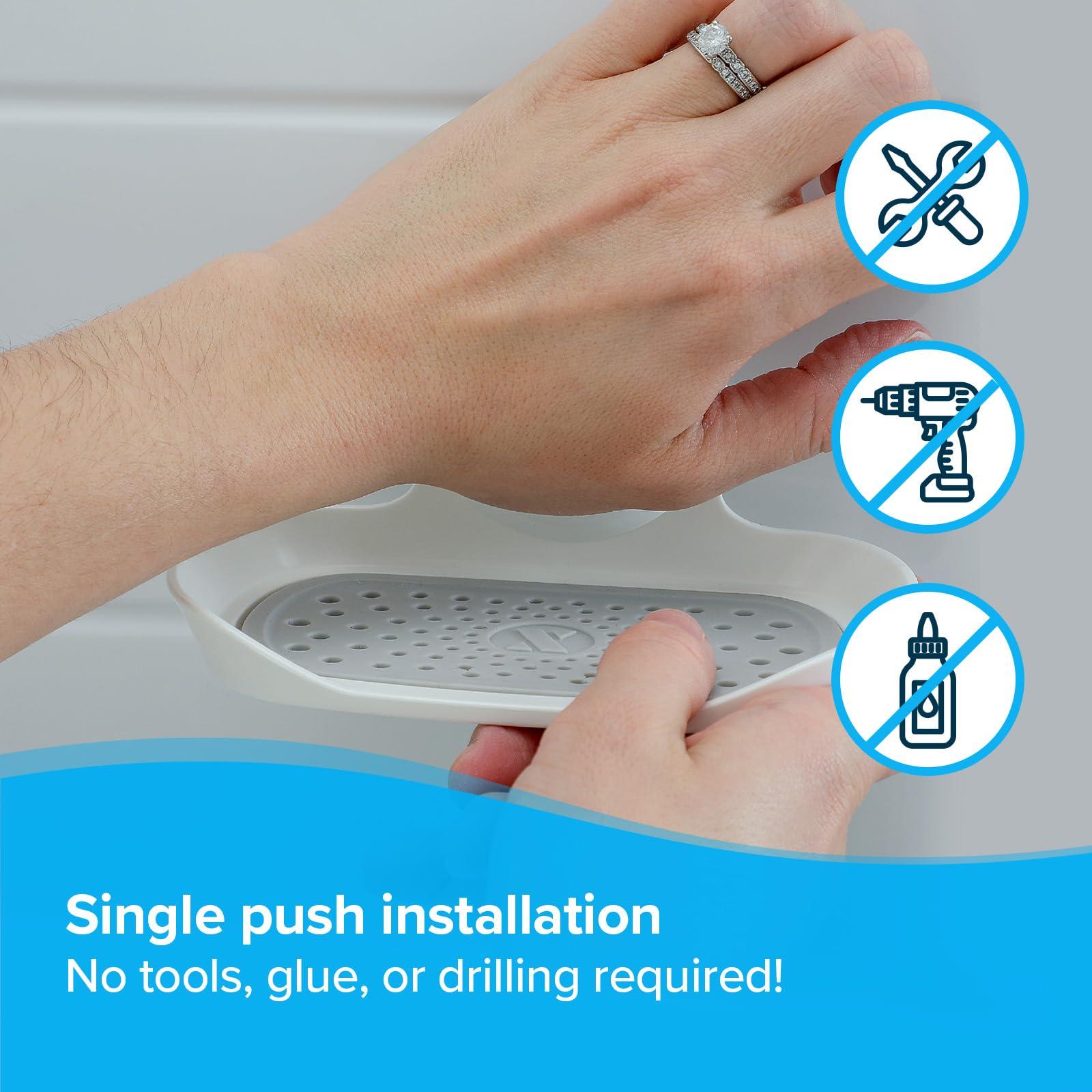 SlipX Solutions Patented Strong Hold Soap Saver, Suction Cup Soap Holder, Must Have Universal Kitchen & Bathroom Shower Accessories, White - Image 2