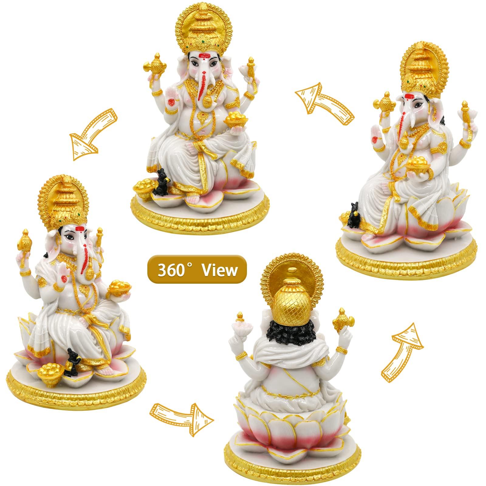 alikiki Hindu God Ganesh Chaturthi Figurine - 8.4”H Indian Idol Ganesha Statue Ganpati Elephant Hindu God Pooja Item Diwali Home Office Meditation Room Temple Mandir Altar Shrine Puja Decor - Image 6