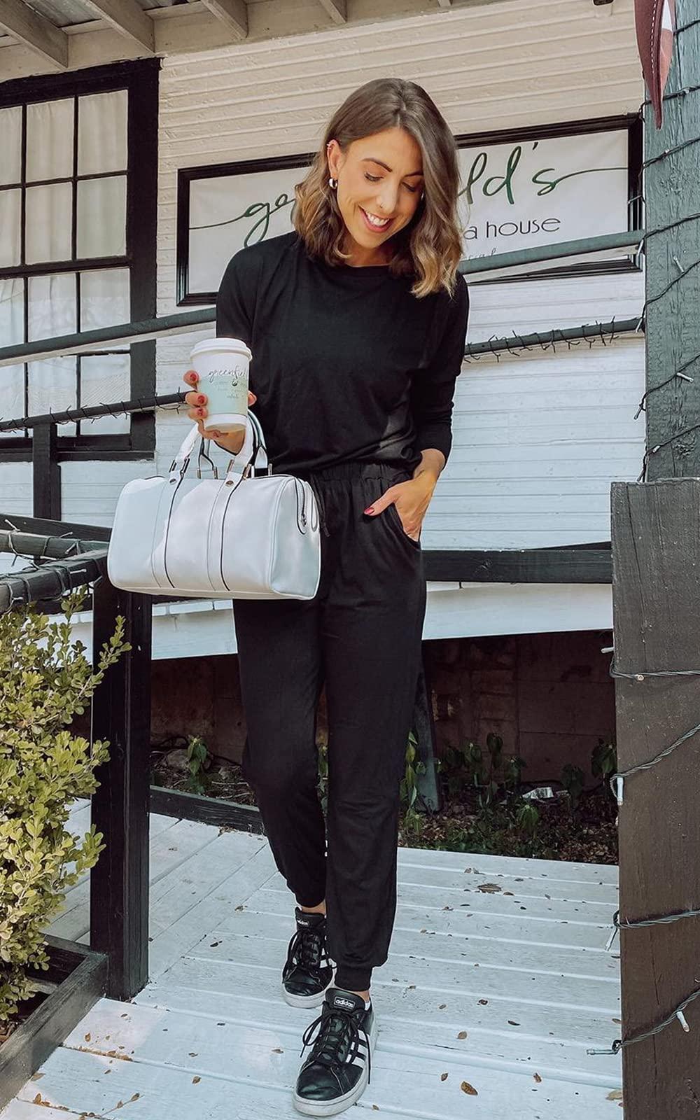 PRETTYGARDEN Women's Spring Fall 2 Piece Lounge Outfit Long Sleeve Crewneck Pullover Tops High Waisted Pants Set Tracksuit - Image 5