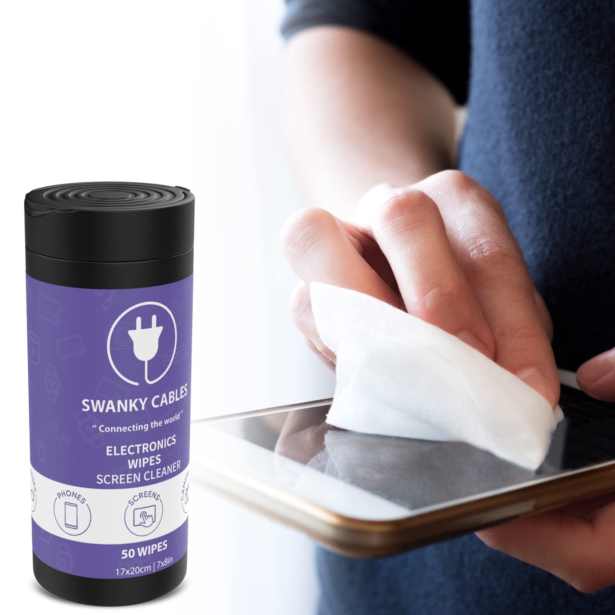 Swanky Cables Screen Cleaner Wipes: Electronic Wipes for Screens - Computer Screen Wipes for Lens, Phone, Tv Screen and Monitor Cleaning - Tech Wipes & Microfiber Cloth (Canister, 200 Count) - Image 5