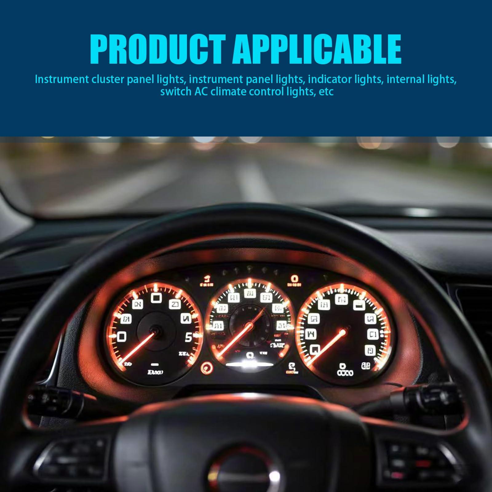 FISTANA 10 PCS Car T4.2 Instrument Desk Lamp, 12V IP65 Waterproof 3030 Chip LED Super Bright A/C Indicator Light, 50000H Long-life Dashboard Light, Universal for Most Cars (White) - Image 6