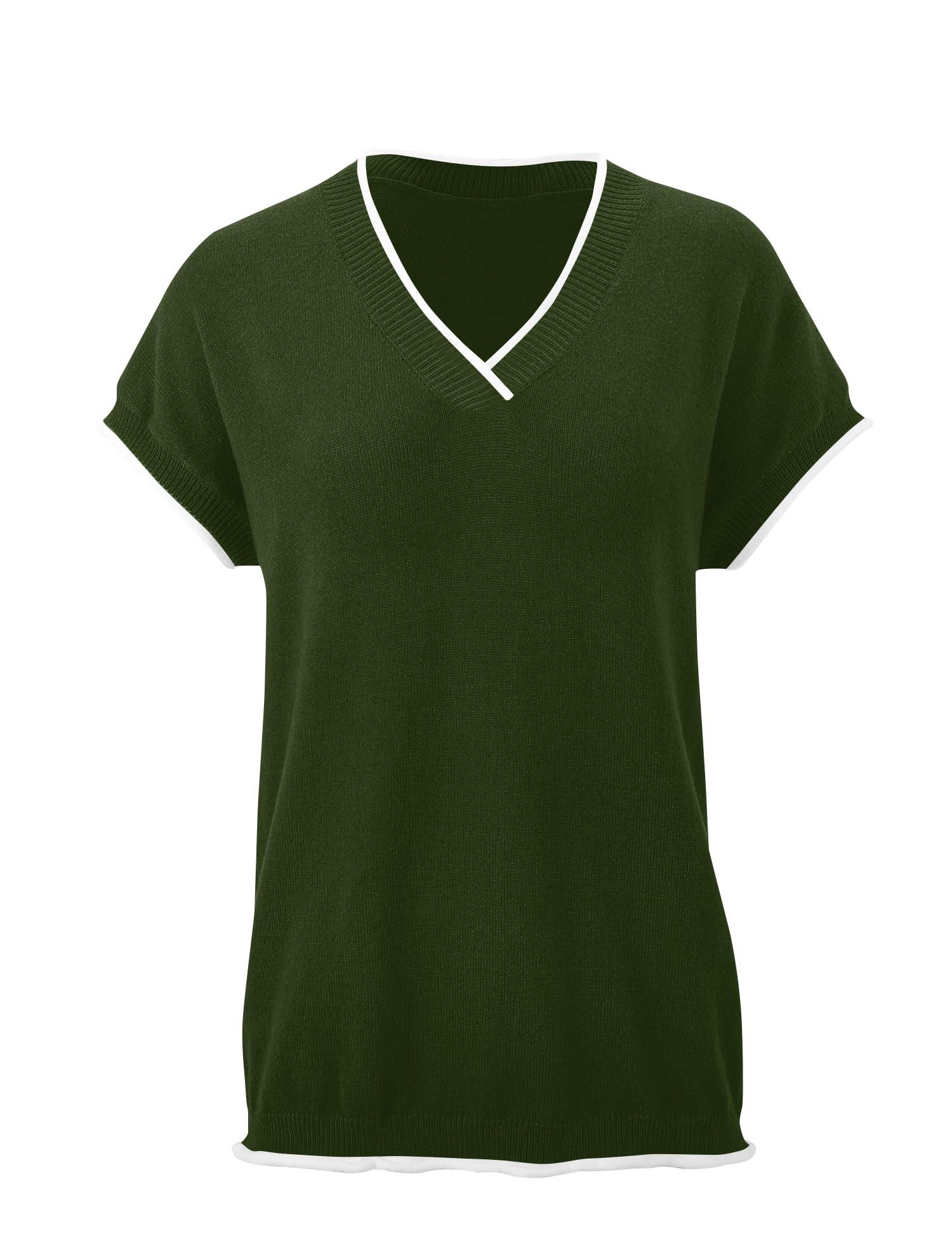 LUYAA Womens Sweaters Business Casual V Neck Lightweight Spring Sweaters for Women 2025 Work Tops Pullover Army Green S - Image 4