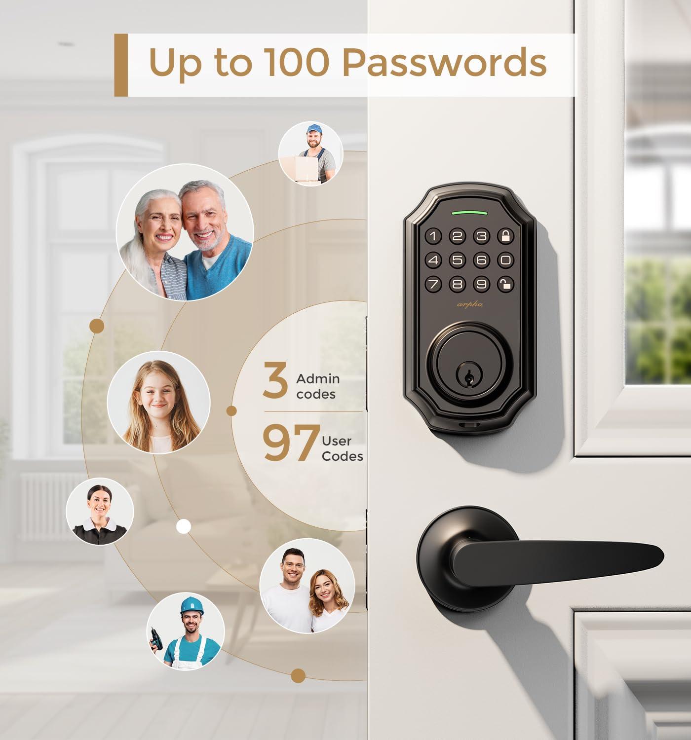Keyless Entry Door Lock With 2 Handle Set - App Control Electronic Keypad - 100 Code Capacity - Front Door Set - One Time Code - Auto Lock Easy Installation - Image 6