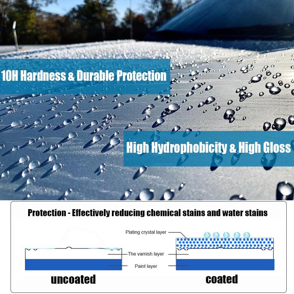Autokcan Graphene Ceramic Coating(60ML), 10H Ceramic Coating for Cars, High Gloss Anti-Scratch Nano Coat Kit Hydrophbic Mirror Paint Protection 7 Years Prorection - Image 4