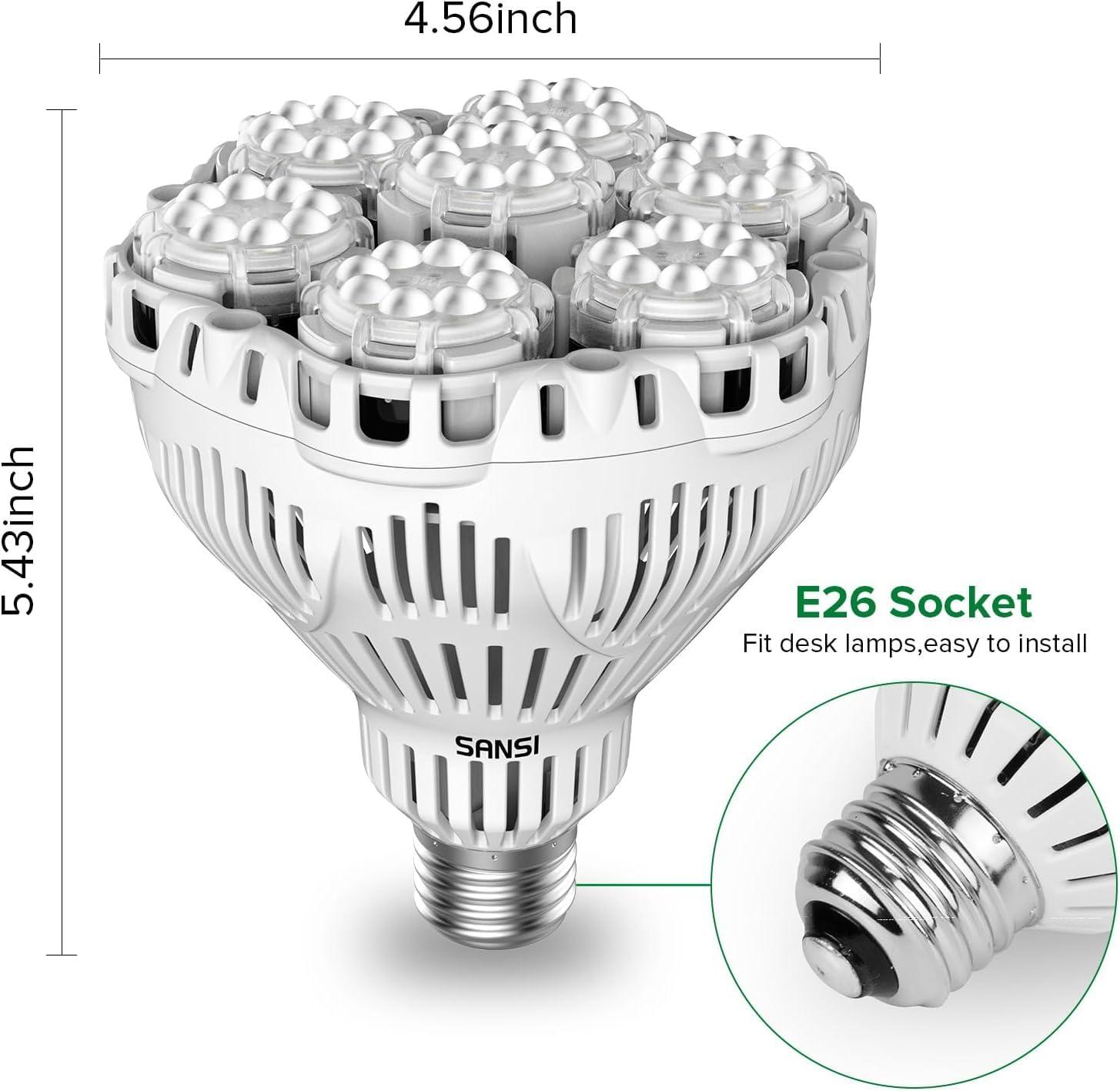 SANSI Dimmable Grow Light Bulb Full Spectrum, High PPFD 40W (600 Watt Equiv) with Remote, Auto On Off Timing 4 8 12 Hrs, Energy Saving Plant Light Bulb with E26 Base for Indoor Plants - Image 6