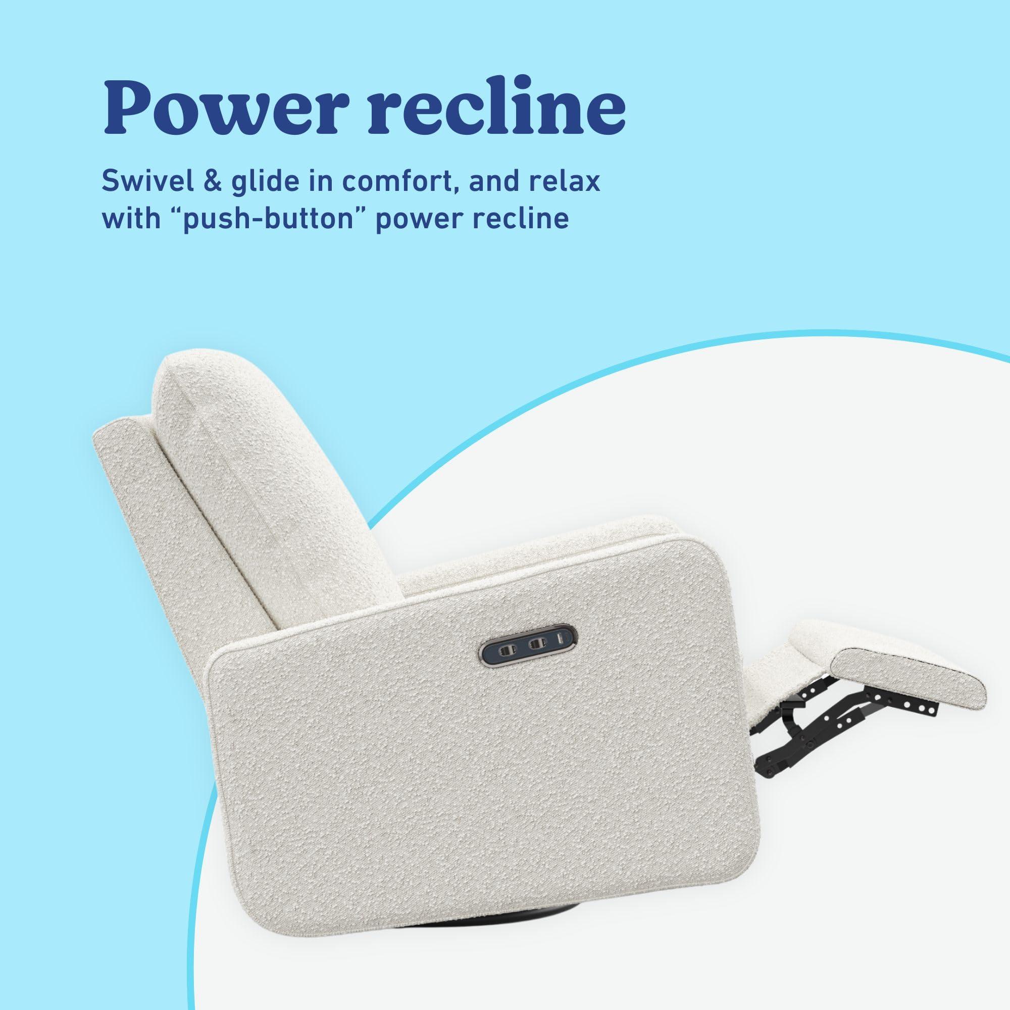 Graco Teddi Power Recliner Swivel Glider (Ivory Boucle) – Electronic Power Recline, USB-A & USB-C Charger, Premium Cushioning & Comfort - Image 5