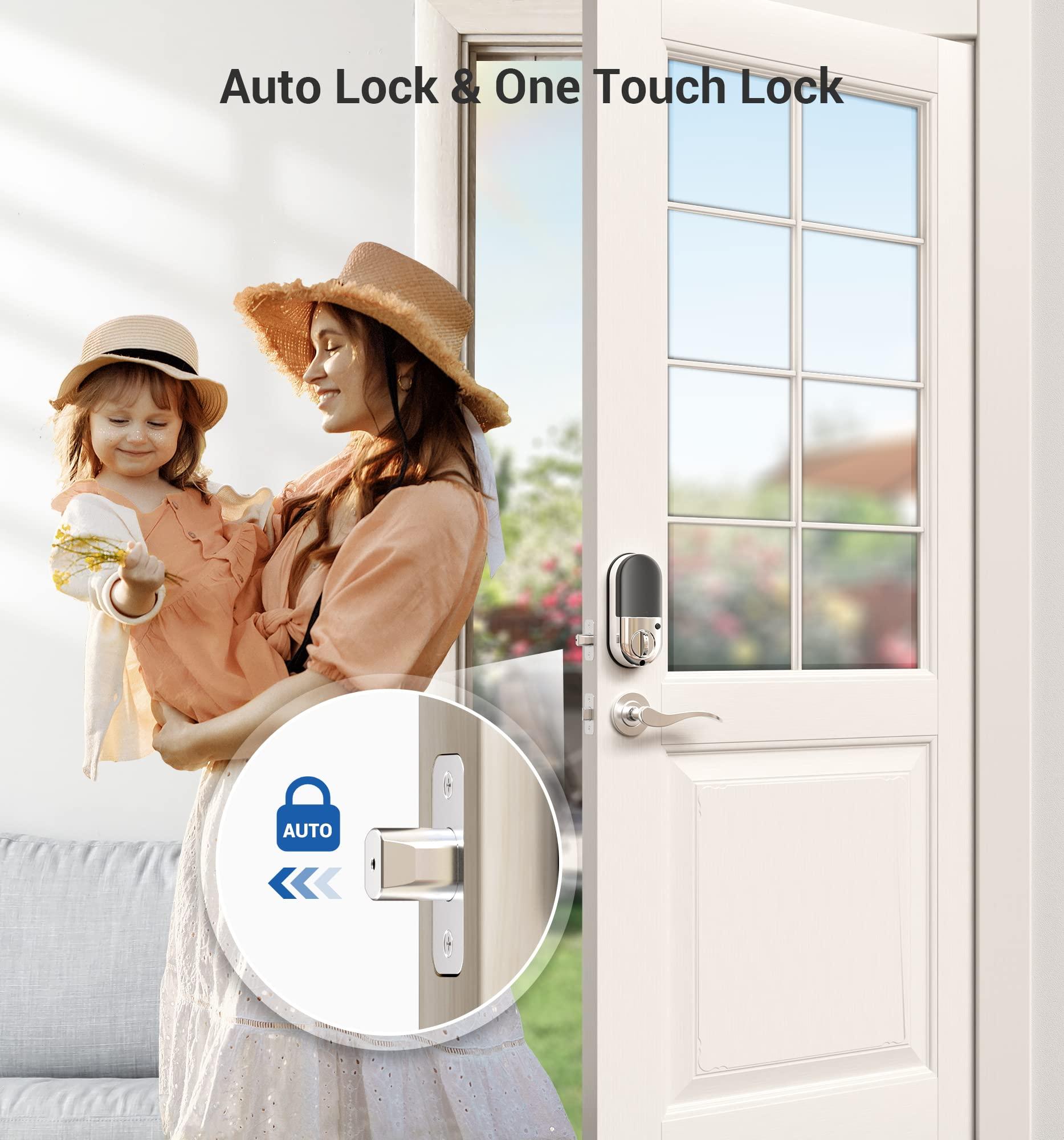 Veise RZ07 Smart Lock, Fingerprint Door Lock, 7-in-1 Keyless Entry with App Control, Electronic Touchscreen Keypad Deadbolt, Biometric Smart Locks for Front Door, Satin Nickel - Image 3