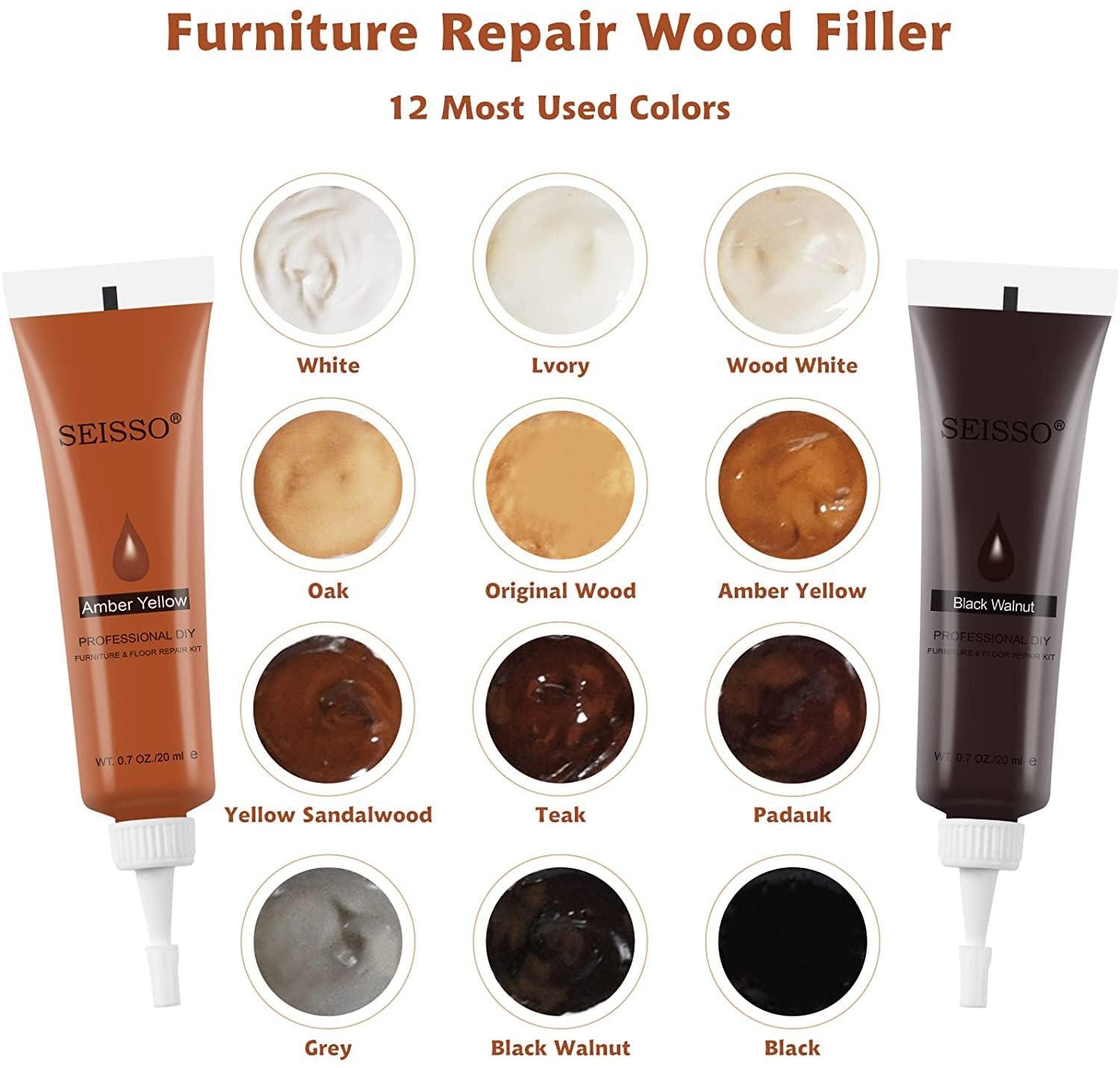 SEISSO Wood Repair Kit Touch up Paint Restore Any Wooden Furniture Stain, 12 Colors Cover Surface Scratch for Wooden Floor Table, Filler Furniture Paint Oak, Cabinet, Door, Veneer, Walnut - Image 2