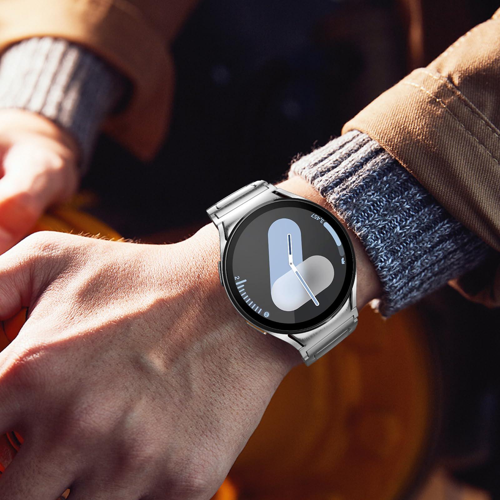 No Gap Stainless Steel Bands Compatible with Samsung Galaxy Watch Band 7/6/5/4/FE 44mm 40mm,Watch 6 Classic Band 47mm 43mm,Watch 5 Pro 45mm,Watch 4 Classic 46mm 42mm, 20mm Metal Strap for Men Women - Image 3
