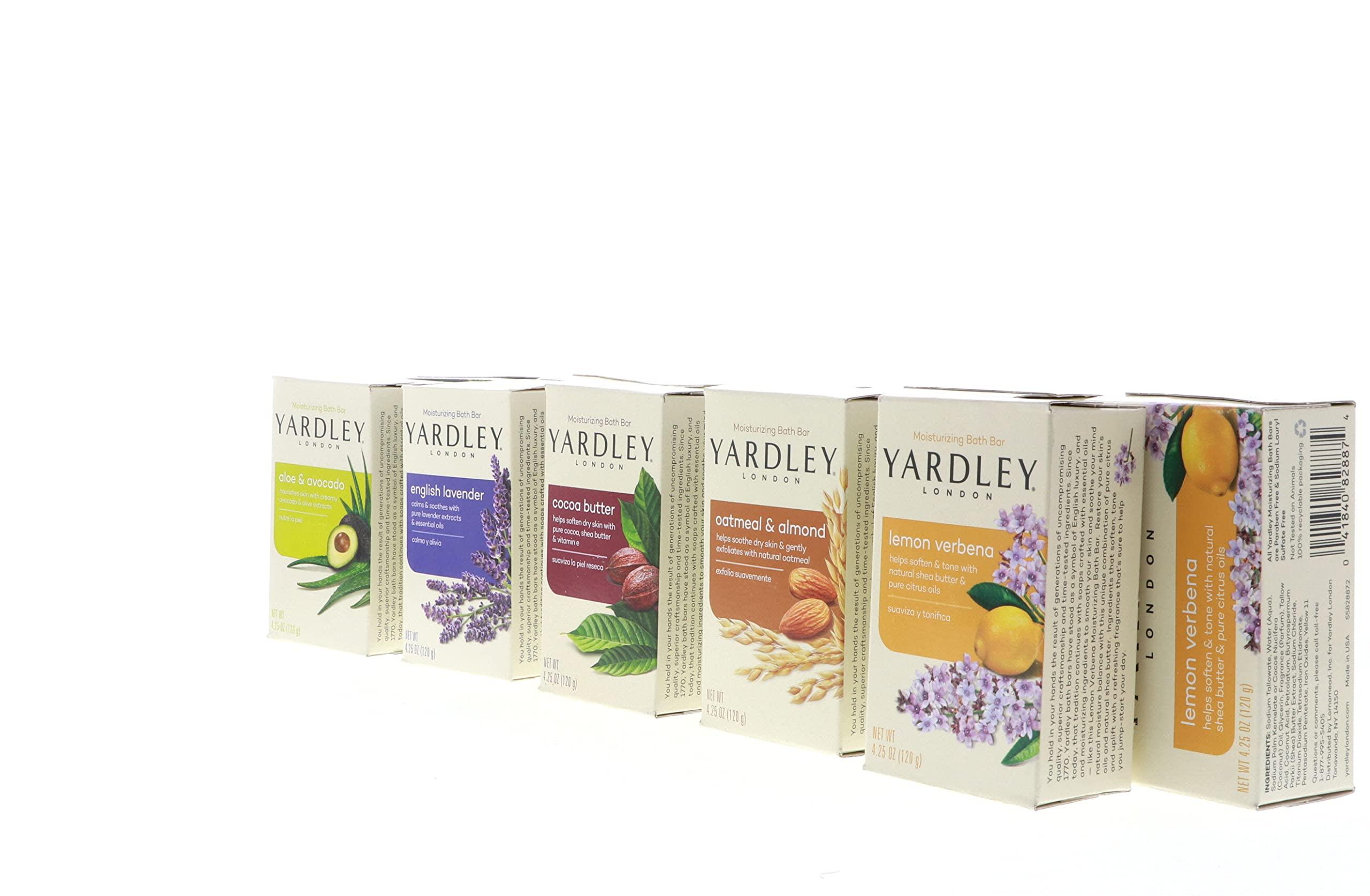 Yardley London Soap Bath Bar Bundle - 10 Bars: English Lavender, Oatmeal and Almond, Aloe and Avocado, Cocoa Butter, Lemon Verbena 4 Ounce Bars (Pack of 10, Two of each) - Image 6
