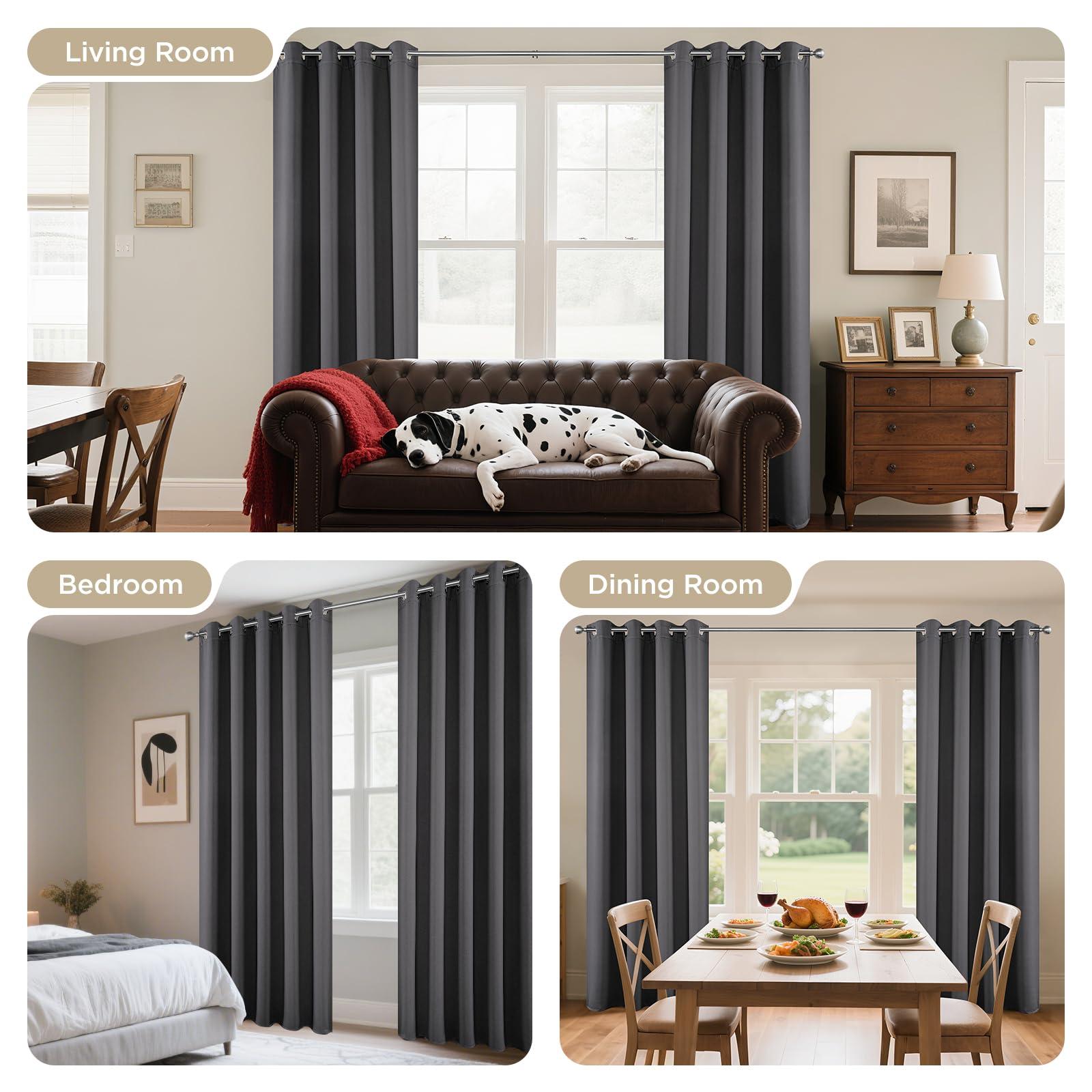 Joydeco Dark Grey Blackout Curtains 72 Inch Length, 72 Inch Curtains for Bedroom, Thermal Insulated Long Curtains & Drapes 2 Burg, Room Darkening Grommet Drapes for Living Room Window, 2 Panels Set ﻿ - Image 6
