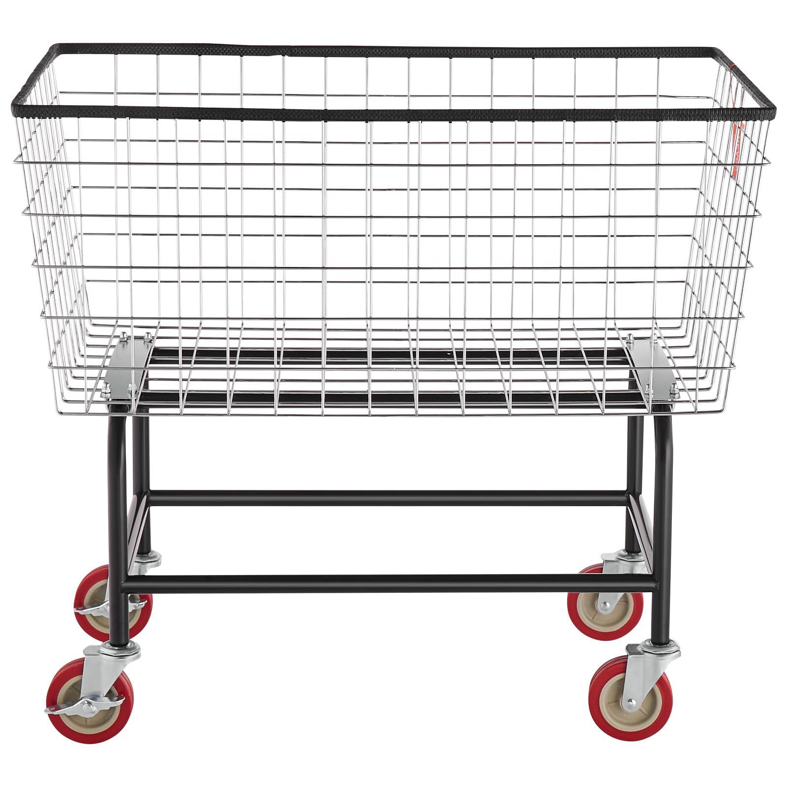 VEVOR Wire Laundry Cart, 3.8Bushel Wire Laundry Basket with Wheels, 32.5''x21.3''x29.9'', Commercial Wire Laundry Basket Cart, Steel Frame with Chrome Finish, 4'' Casters, Wire Basket Cart for Laundry - Image 10