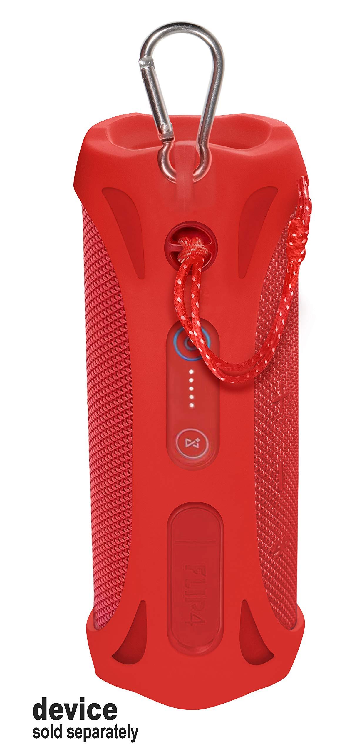 Silicone Cover Skin for JBL Flip 4 Waterproof Portable Bluetooth Speaker, by Alltravel, Portable Full Protection Solution, Customized Skin with Color and Shape Matching (Red) - Image 3