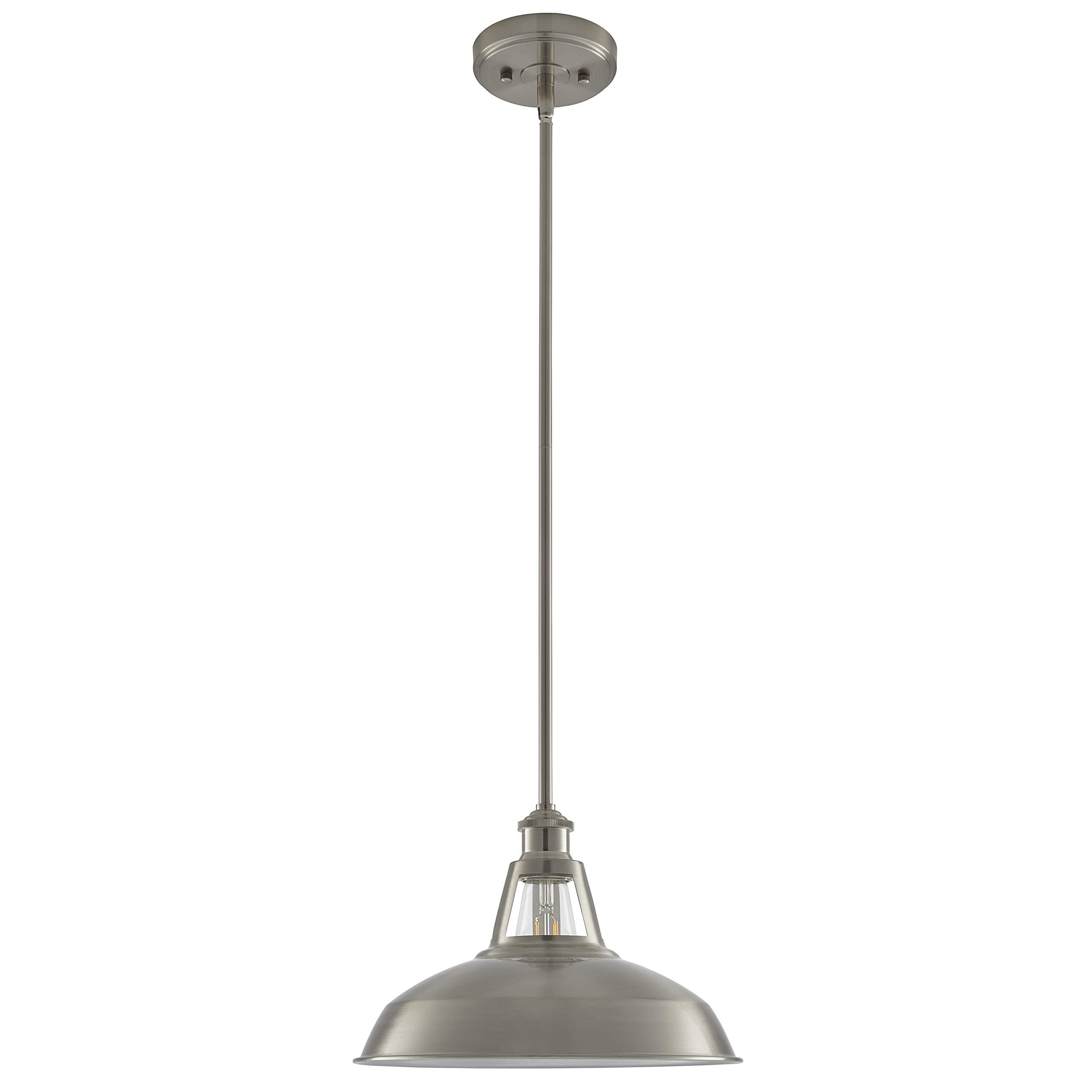 Olivera 12 inch Pendant Light | Brushed Nickel Pendant Lighting for Kitchen Island with LED Bulb LL-P855-1BN - Image 7