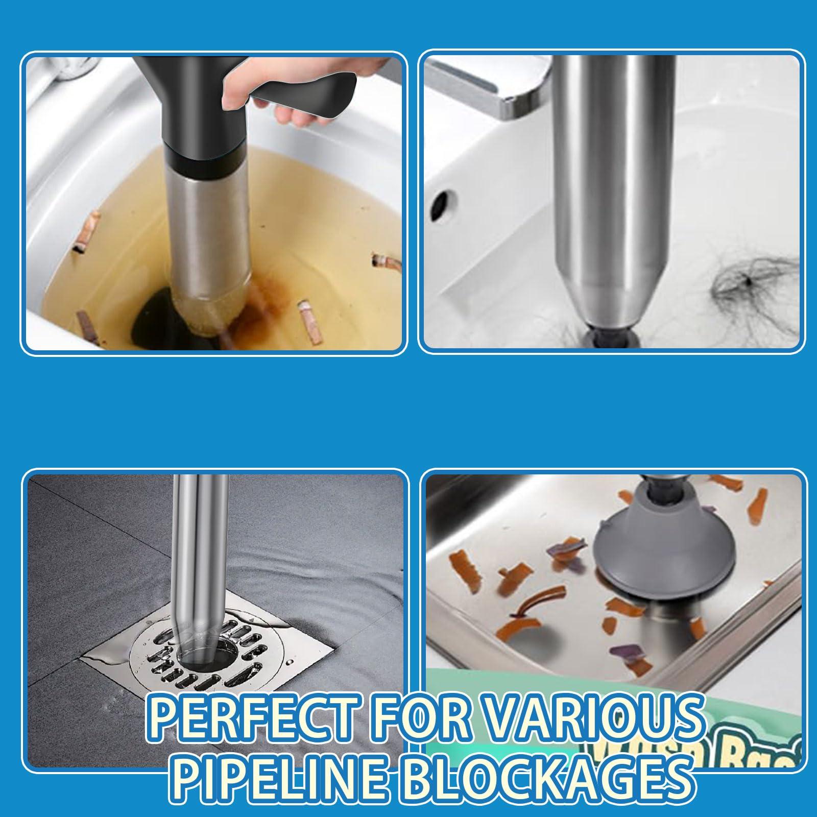Toilet Plunger High Pressure Air Drain Blaster Gun Drain Clog Remover Tools Air Plunger Heavy Duty Drain Powerful Plungers for Toilet Unclog Toilet, Floor Drain, Bathroom（Black） - Image 4
