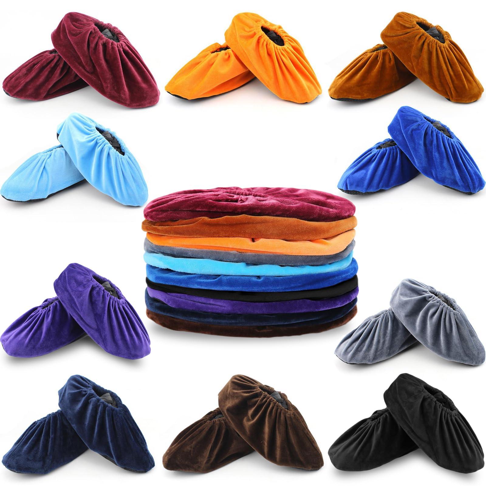TKRADISH 10 Pairs Reusable Non Slip Shoe Covers, Universal Soft Washable Thickened Foot Boot Shoe Covers for Interior, office, cleaning