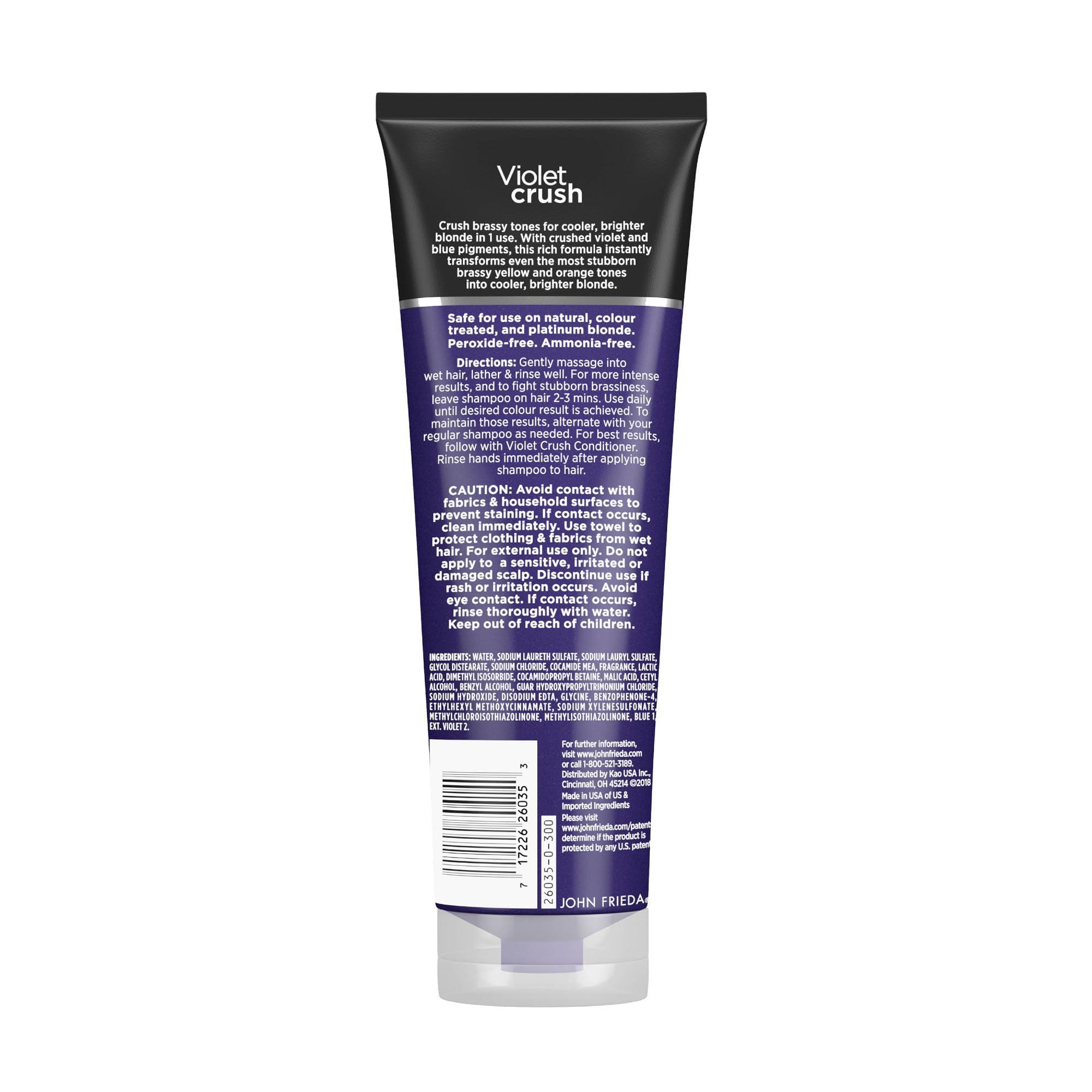 John Frieda 8.3 Ounce Shampoo for Blonde Hair, Violet Crush Purple Shampoo, Neutralizes Brassy Yellow Tones, Blonde Toner for Bleached, Platinum - Image 9