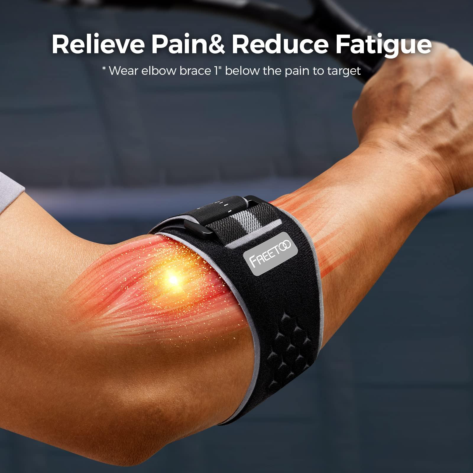 FREETOO Elbow Brace for Tendonitis and Tennis Elbow Relief with Removebale Pad, Adjustable Tennis Elbow Brace for Women Men, Comfortable Golfers Elbow Straps Black - Image 2