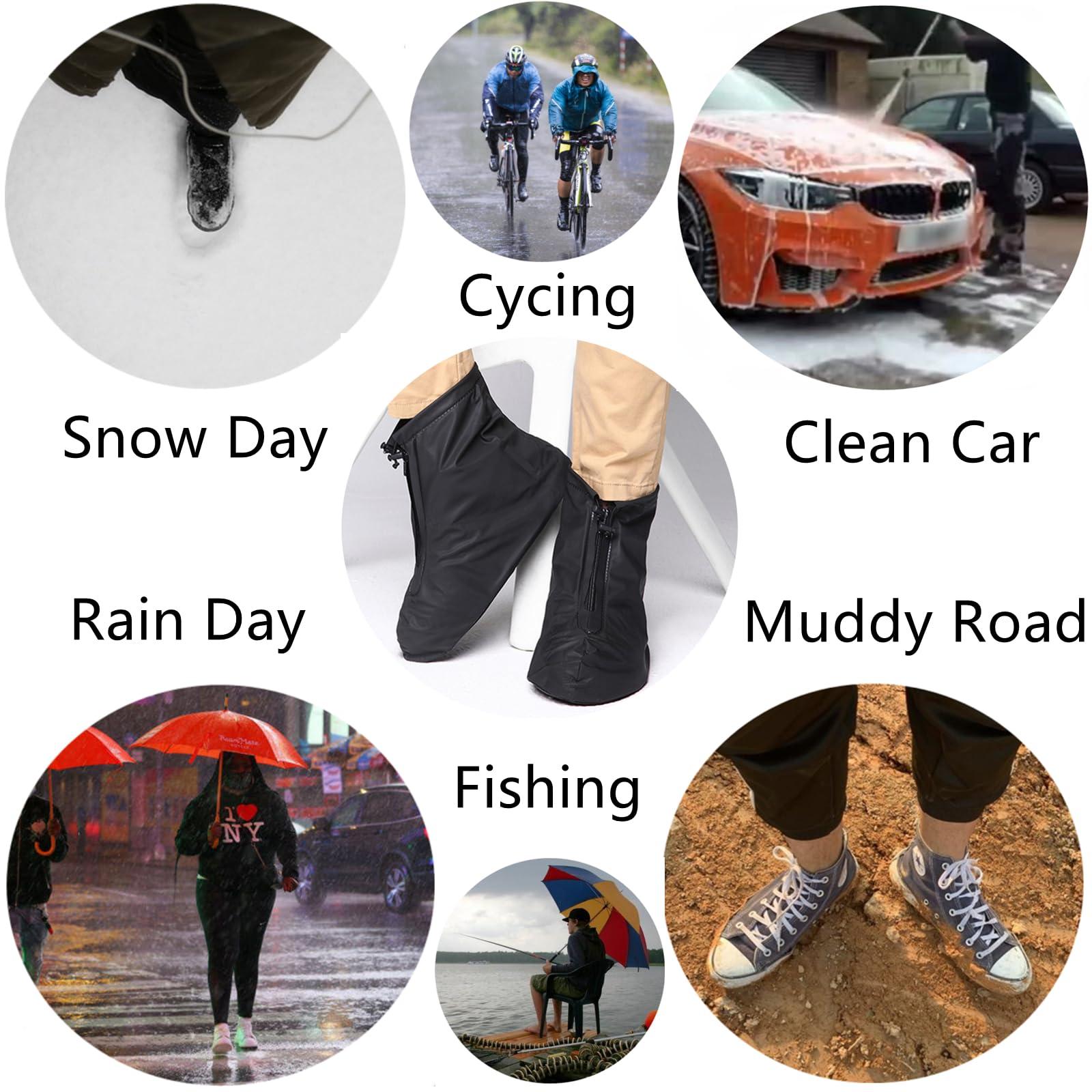Sepikvin Waterproof Shoe Covers, Reusable Foldable Slip Proof Bottom Overshoes with Zipper, Keep Shoes Dry for Gardening Cycling Fishing Walking in Rain Snow and Mud - Image 5