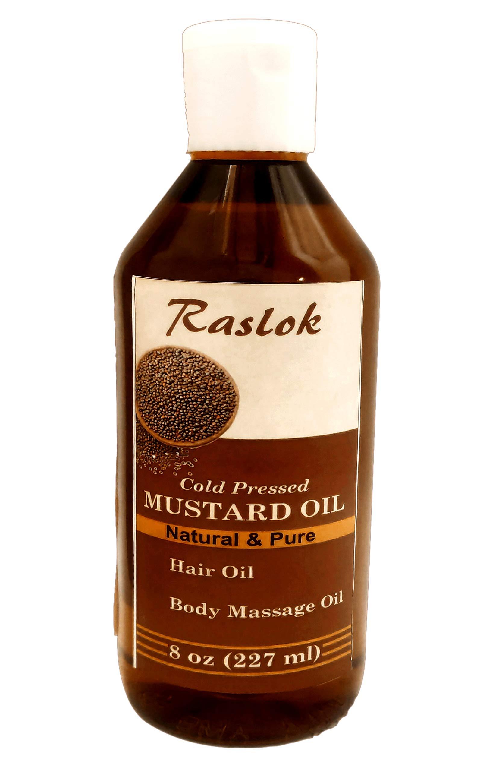 Raslok Mustard Oil | Brassica Juncea | Mustard Seed Oil | Unrefined | for Hair Nourishment | for Skin | for Massage | 100% Pure Natural | Cold Pressed Mustard Oil 8 fl oz