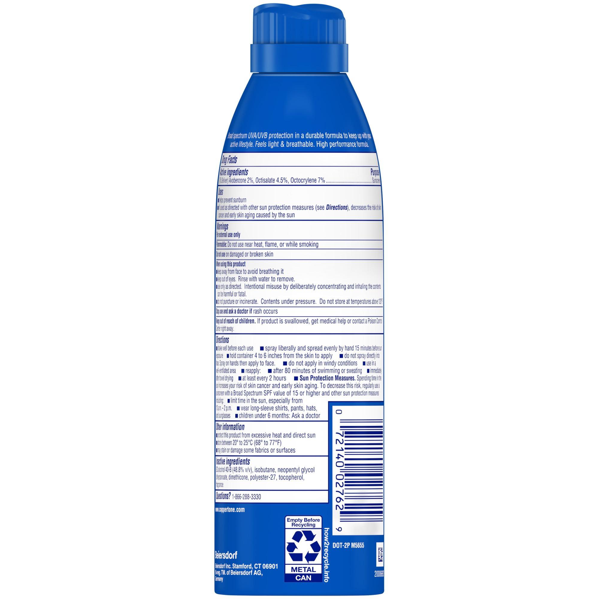 Coppertone Sport Sunscreen Spray, Broad Spectrum SPF 15 Water Resistant Spray Sunscreen, 5.5 Oz, Pack of 3 - Image 10