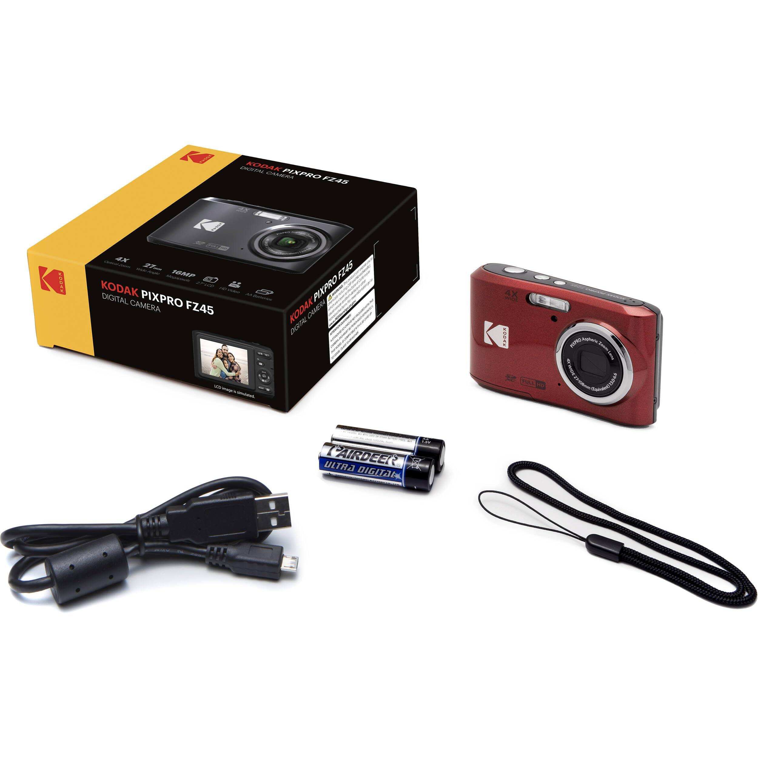 Kodak PIXPRO FZ45 16MP Digital Camera 4X Optical Zoom 27mm Wide Angle 1080P Full HD Video 2.7" LCD Camera (Red) + 64GB Card and Reader + Case + Memory Wallet + Tripod + Cleaning Bundle - Image 4