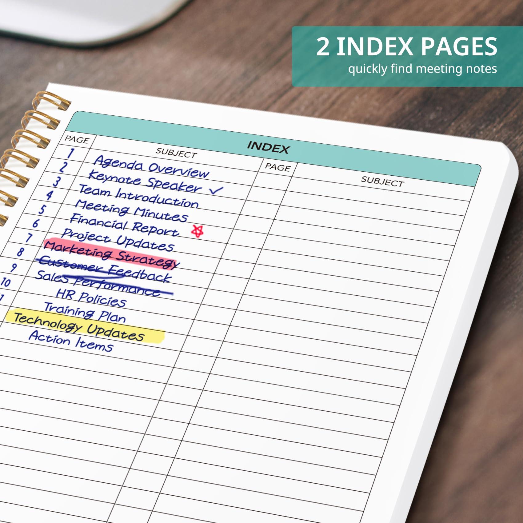 Taja Meeting Notebook for Work Organization - Work notebook with action items, Meeting Minutes Planner Notebook, Perfect Office Supplies for Men & Women - Green - Image 4