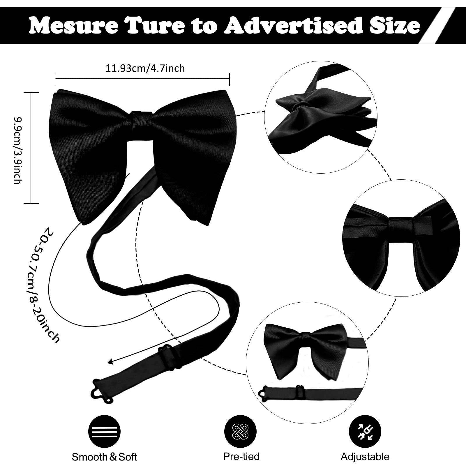 Mantieqingway Bow Ties for Men, Pre Tied Bowtie Adjustable Oversize Mens Bow Tie for Tuxedo, Vest, Wedding, Party, Graduation - Image 7