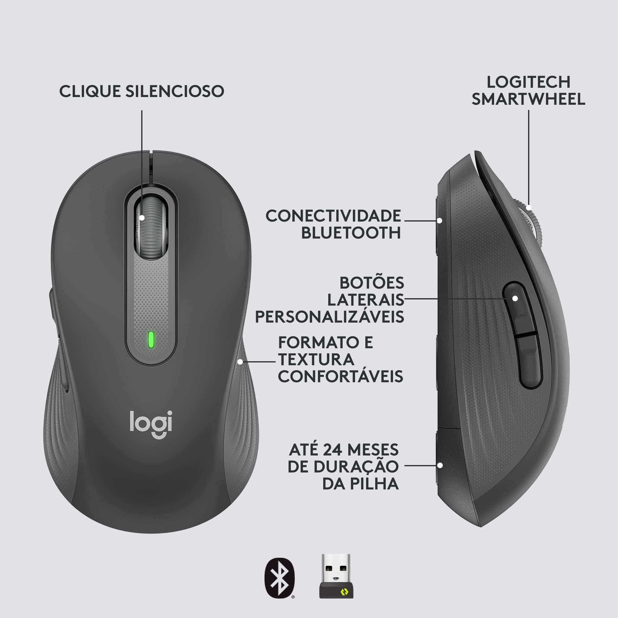 Logitech Signature M650 Wireless Mouse - for Small to Medium Sized Hands, 2-Year Battery, Silent Clicks, Customizable Side Buttons, Bluetooth, Multi-Device Compatibility (Graphite) - Image 10