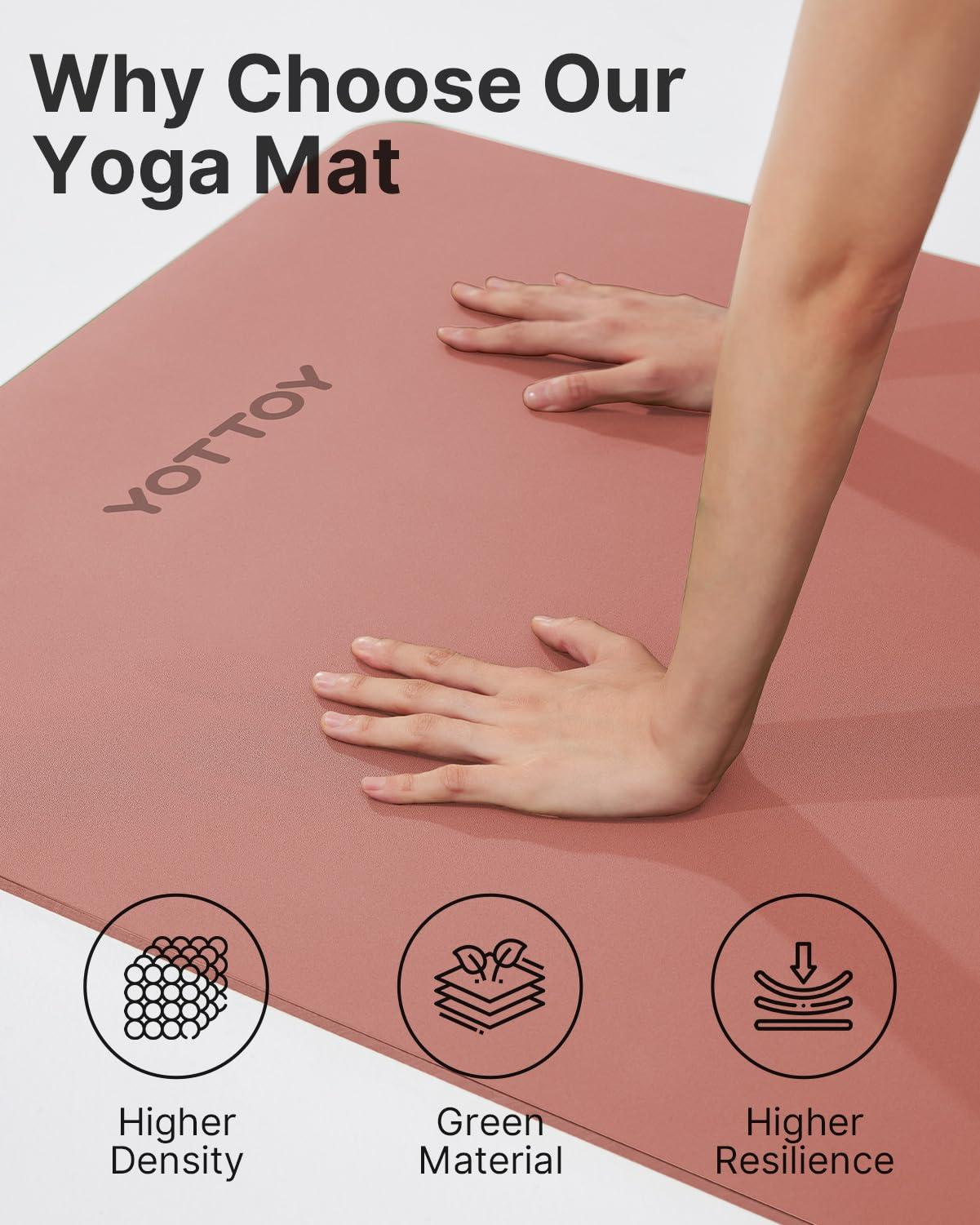 YOTTOY Yoga Mat,Non-Slip Hot Yoga Mat with Anti-Tear Design and Friendly Natural Rubber Mat with Strap and Bag - Image 7