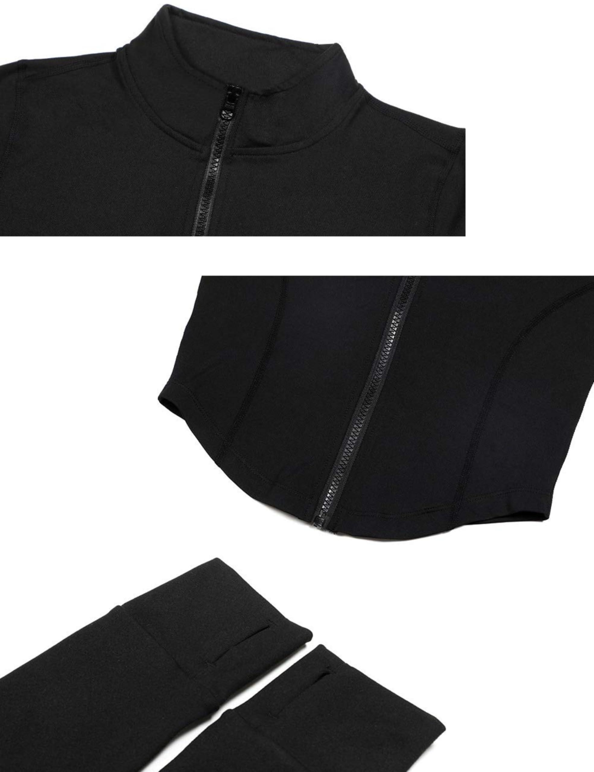 Lviefent Womens Lightweight Full Zip Running Track Jacket Workout Slim Fit Yoga Sportwear with Thumb Holes - Image 5