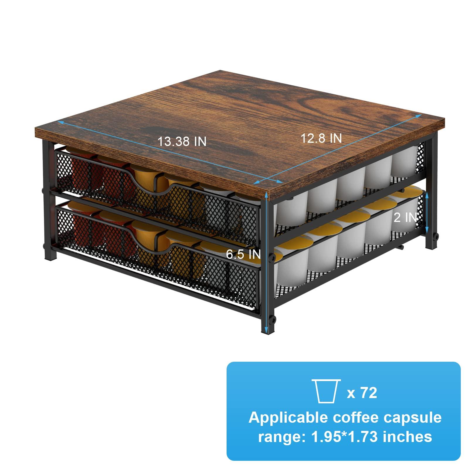Coffee Pod Drawer Holder Capsule Storage Organizer 2 Tier Coffee Pods Holder With Sliding Baskets for 72 Capacity K Pod, Suit for Home Office Cafe Counter (Black) - Image 3