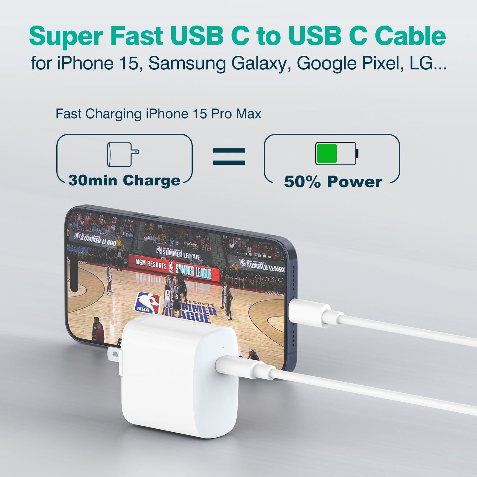 IFEART USB C to USB C Cable for MacBook Air MacBook Pro Charger, iPad Pro 13 12.9 11 inch, iPad Air 5 4, Mini 6, iPhone 16 15 Pro Max Plus, Pixel, USBC Type C Fast Charging Cord 6.6FT - Image 5