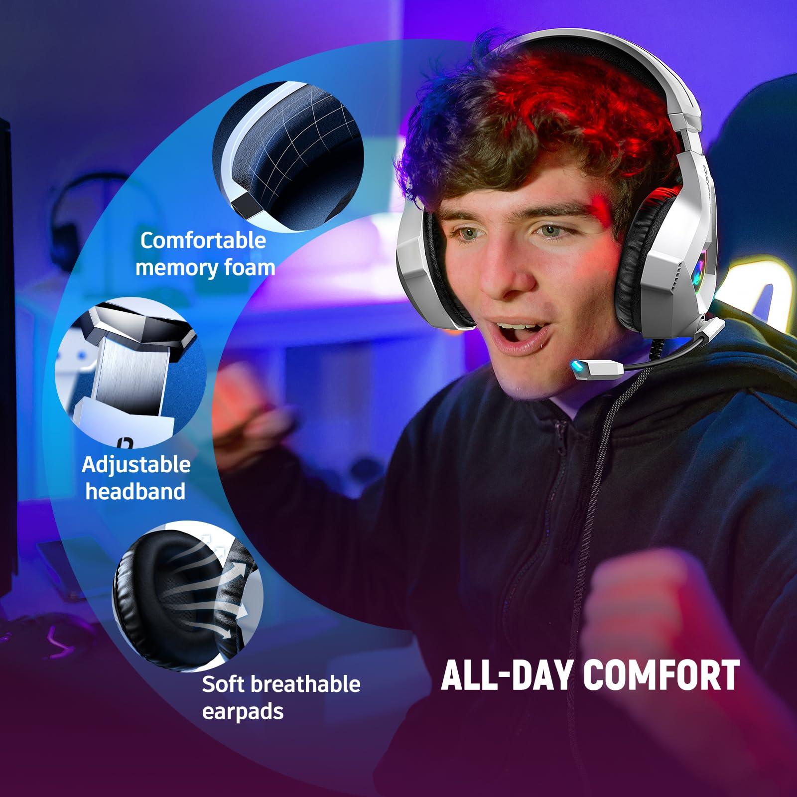 Ozeino Gaming Headset for PC, Ps4, Ps5, Xbox Headset with 7.1 Surround Sound, Gaming Headphones with Noise Cancelling Mic, Over Ear Headphones for Switch, GEM Box, Atari 2600 System, Sega Game Gear - Image 4
