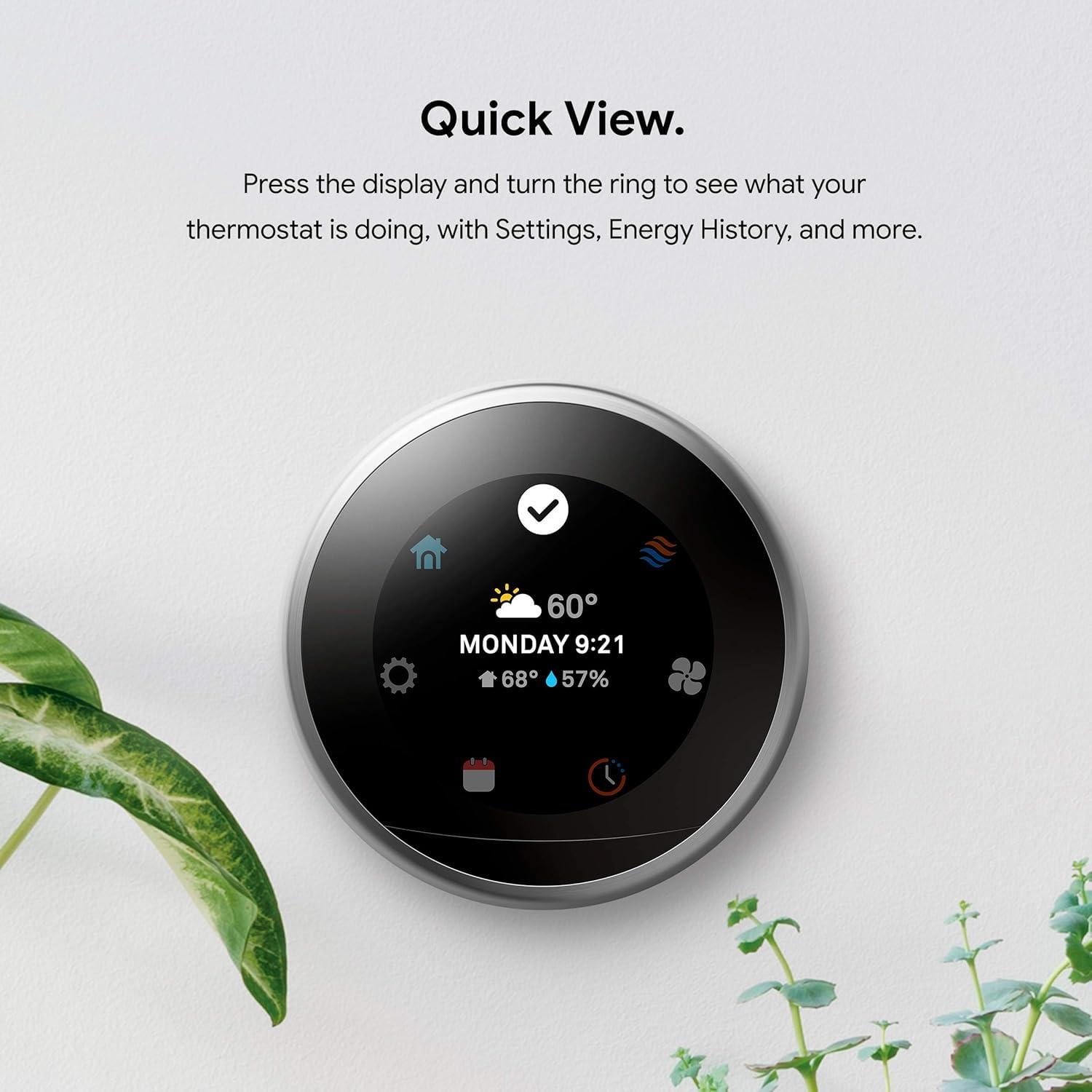 Google Nest Learning Thermostat - 3rd Gen - Programmable Smart Thermostat for Home - Compatible with Alexa (White) - Image 9